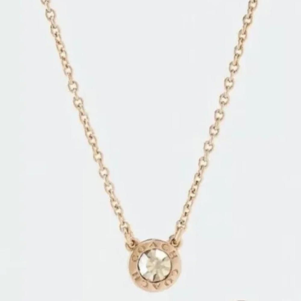 Coach COACH Open Circle Stone Crystal Gold Tone Necklace Size ONE SIZE - 1 Thumbnail