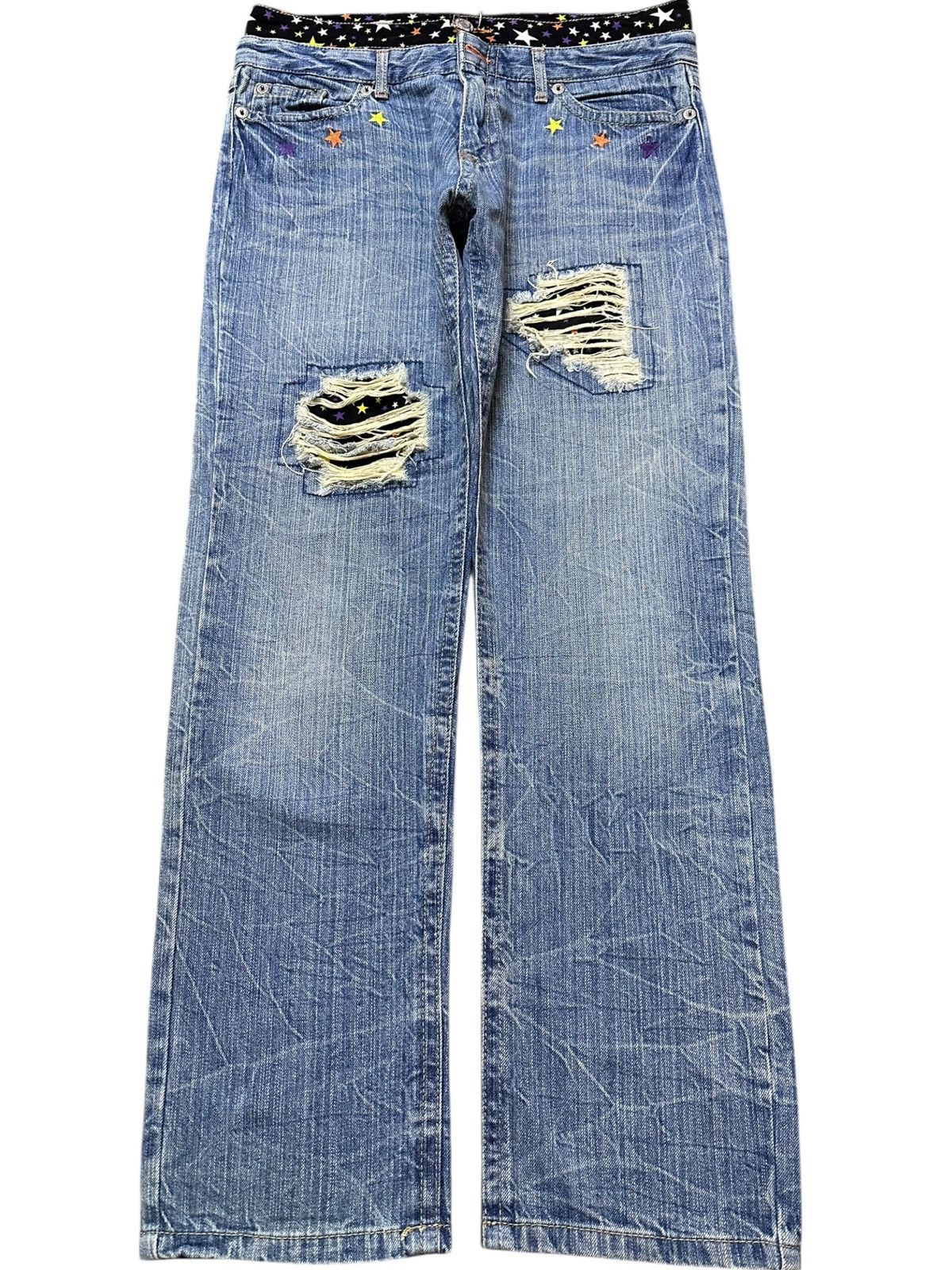 Japanese Brand Vintage Japanese Brand Double Waist Grunge Distressed Denim Size US 33 - 1 Thumbnail