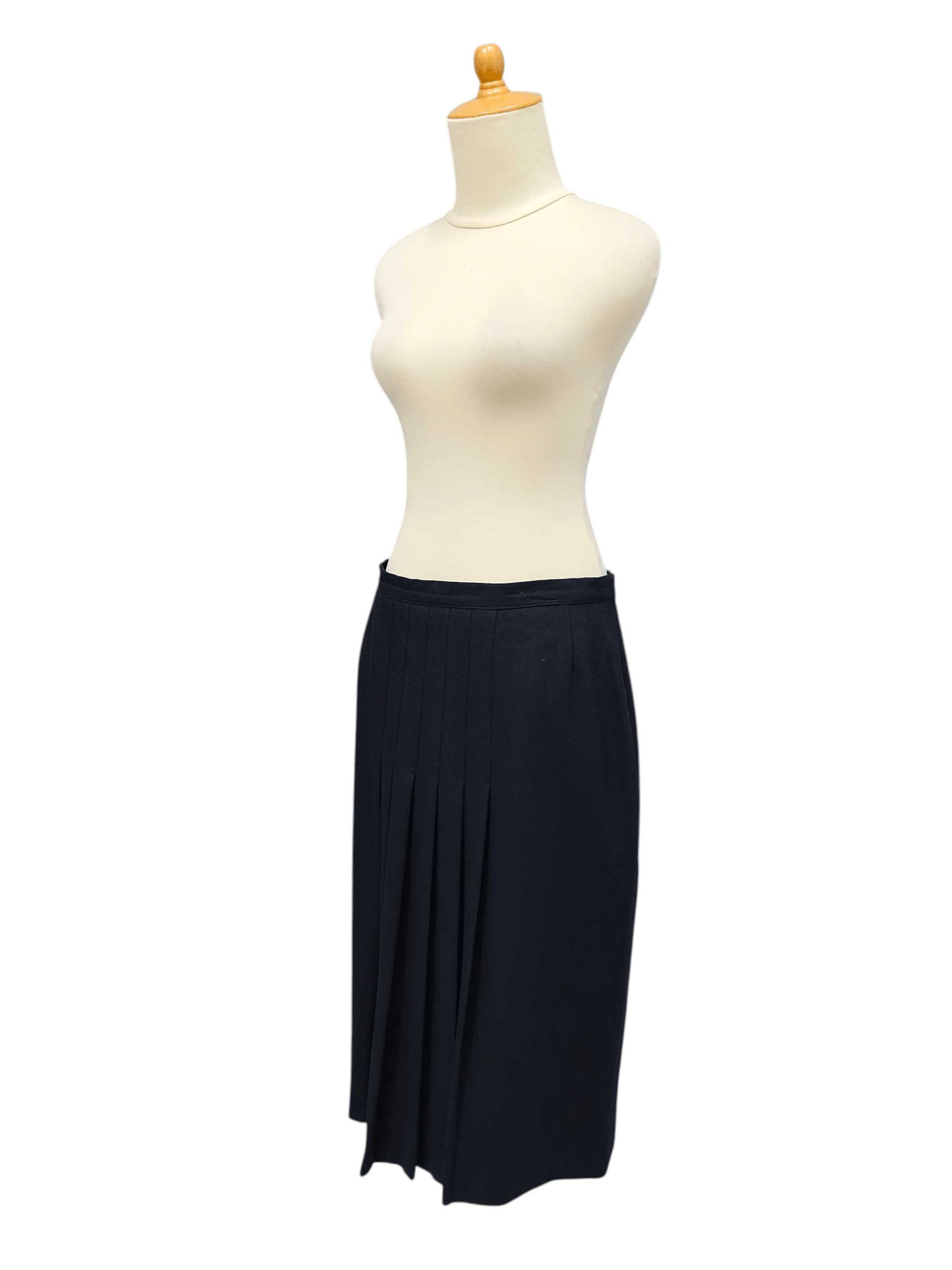 Vintage 90s Roccobarocco🇮🇹 Tailored Draped Silhouette Wool Skirt Size 31" - 2 Thumbnail