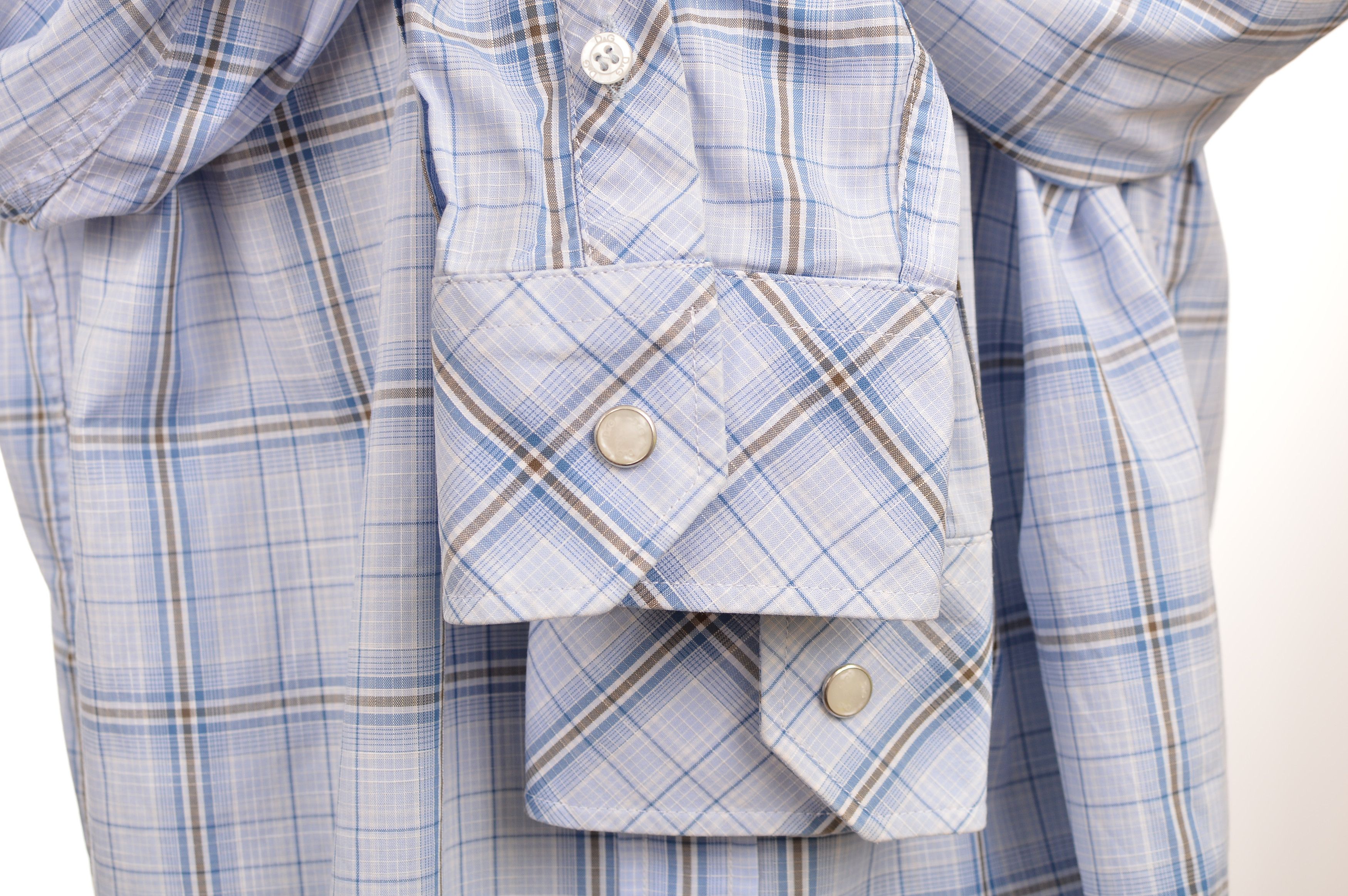 Dolce & Gabbana Vintage Dolce Gabbana Blue Check Cotton Dress Shirt Size 42S - 6 Thumbnail