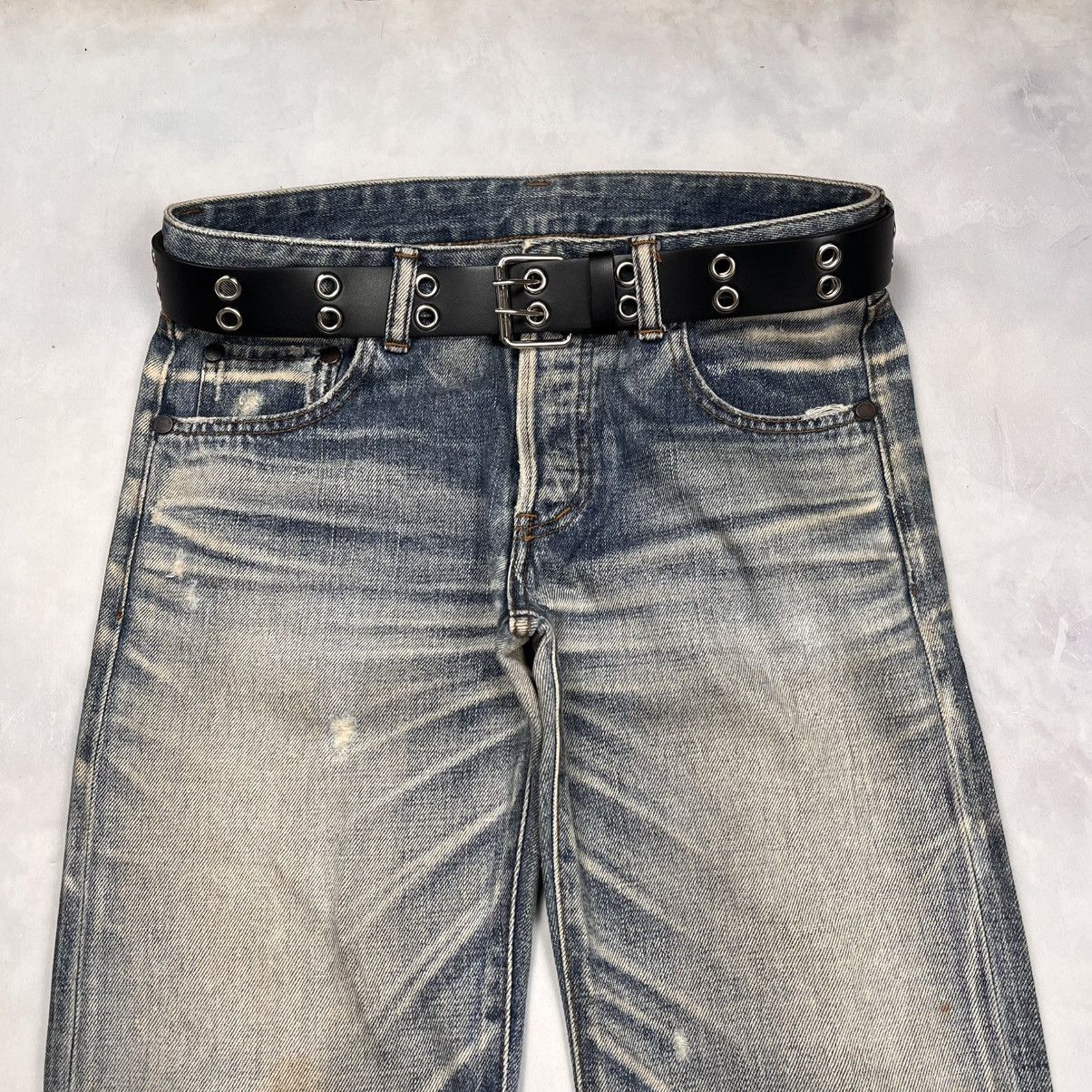 Japanese Brand Vtg Selvedge Denim Pants Buckel Back Stunning Lure Size US 29 - 3 Thumbnail