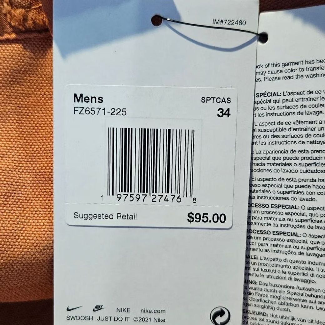 Nike Nike Cargo Shorts Mens 34 Orange Cotton 6" Inseam NEW Life Canvas FZ6571-225 Size US 34 / EU 50 - 5 Thumbnail
