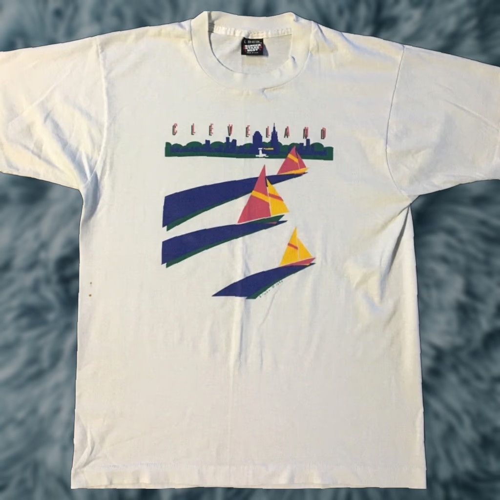 Vintage VINTAGE Cleveland Sailing Shirt M L Single Stitch USA Boat Nautical Sea Art 90s Size US L / EU 52-54 / 3 - 1 Thumbnail