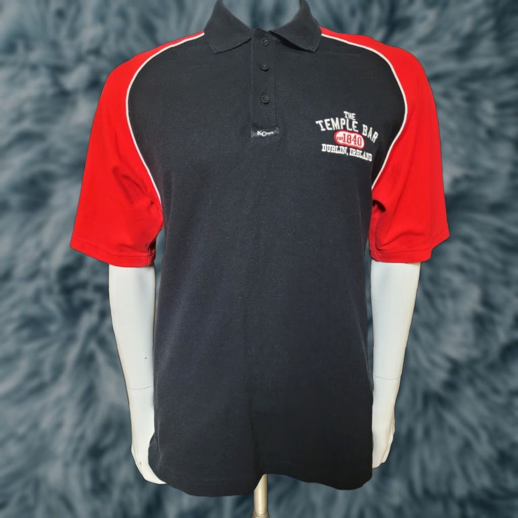 Vintage KC Sports Polo Shirt Mens M Black 100% Cotton Temple Bar Dublin Ireland Logo Polo Shirt Rugby Style Pub Bar NIAH 1840 Size US M / EU 48-50 / 2 - 1 Thumbnail