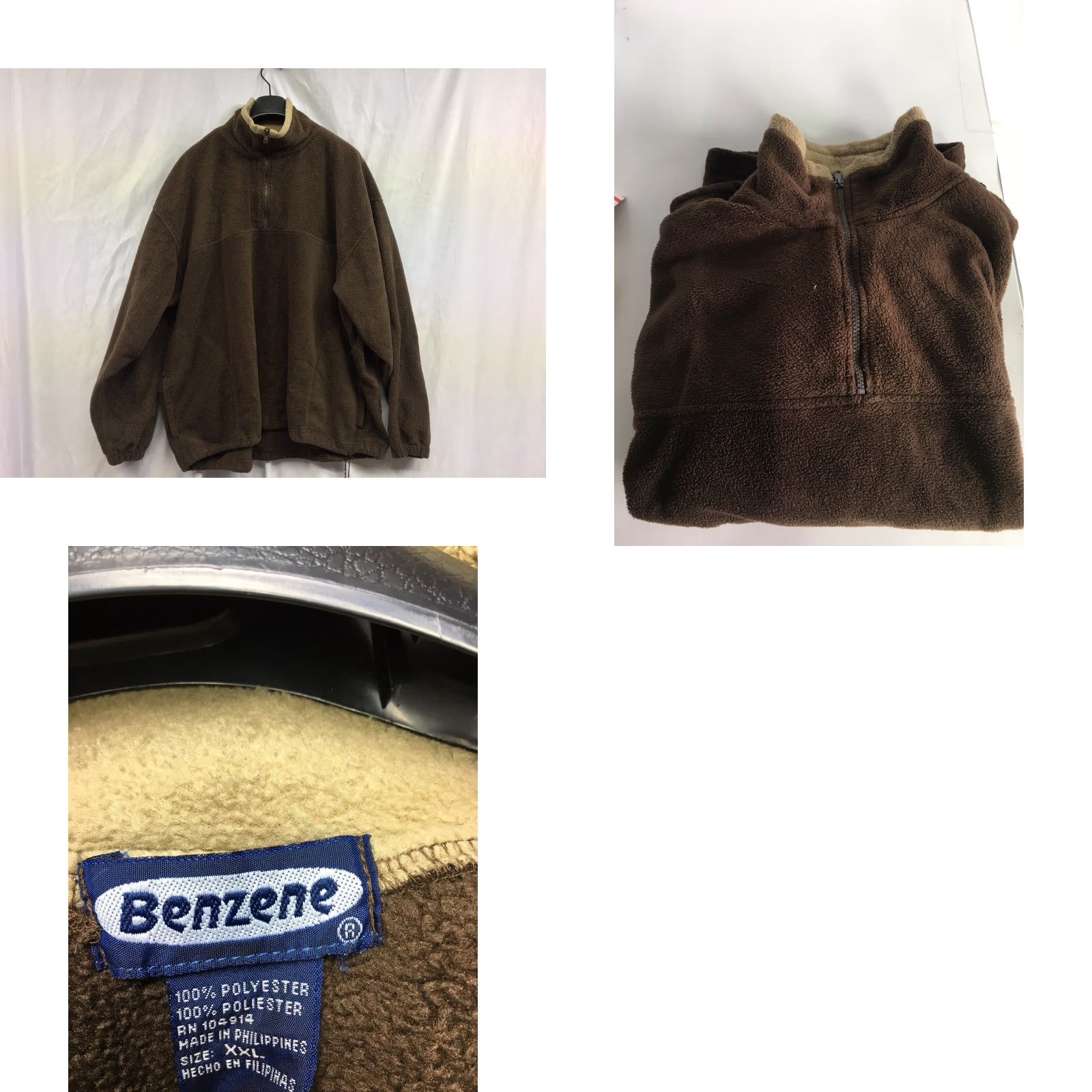 Vintage Benzene Jacket Mens 2XL Brown Long Sleeve 1/4 Zip Fleece Casual Hiking Warm Windbreaker Size US XXL / EU 58 / 5 - 8 Thumbnail