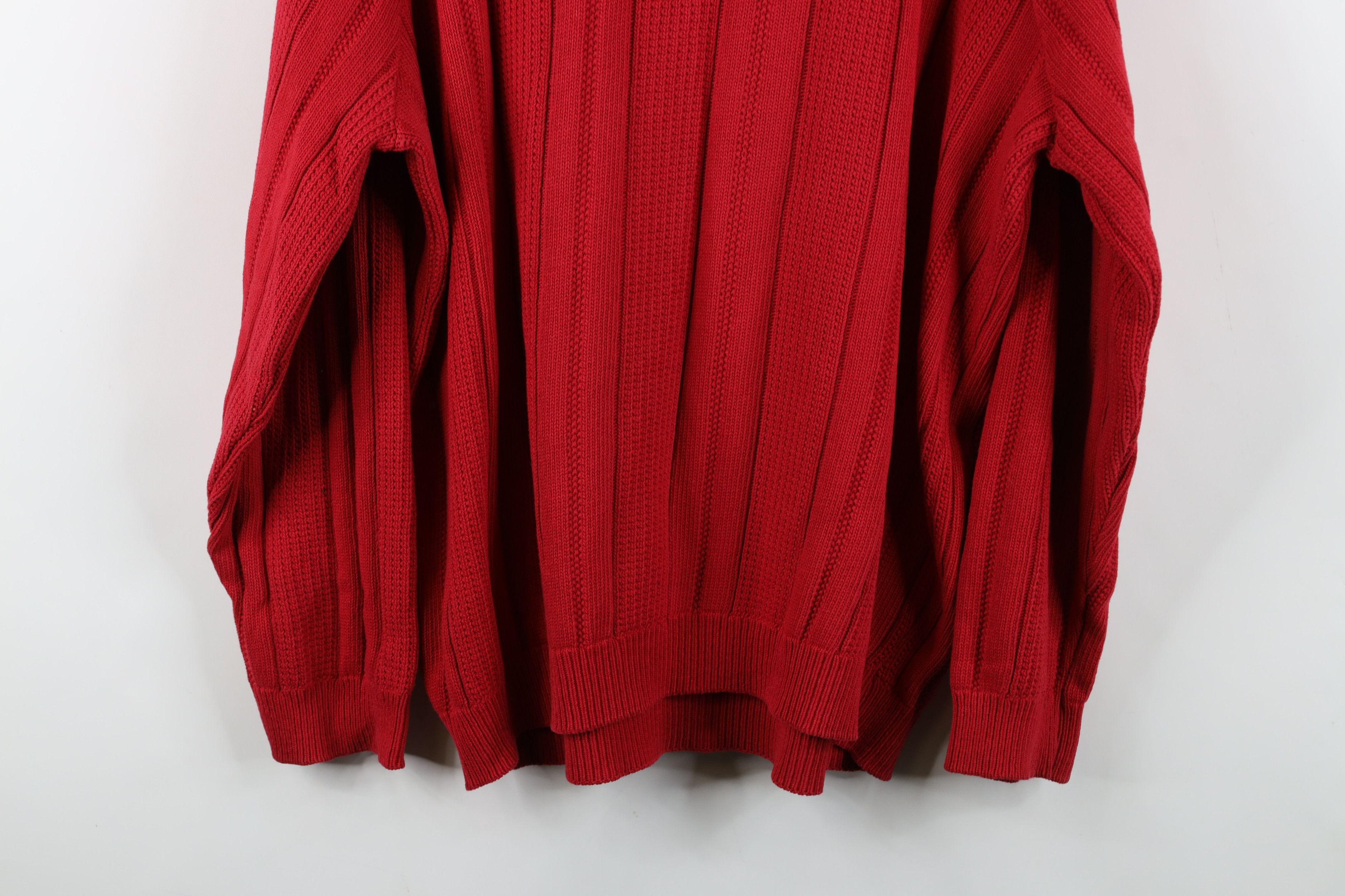 Vintage Vintage 90s Streetwear Ribbed Knit Crewneck Sweater Red Size US L / EU 52-54 / 3 - 13 Thumbnail