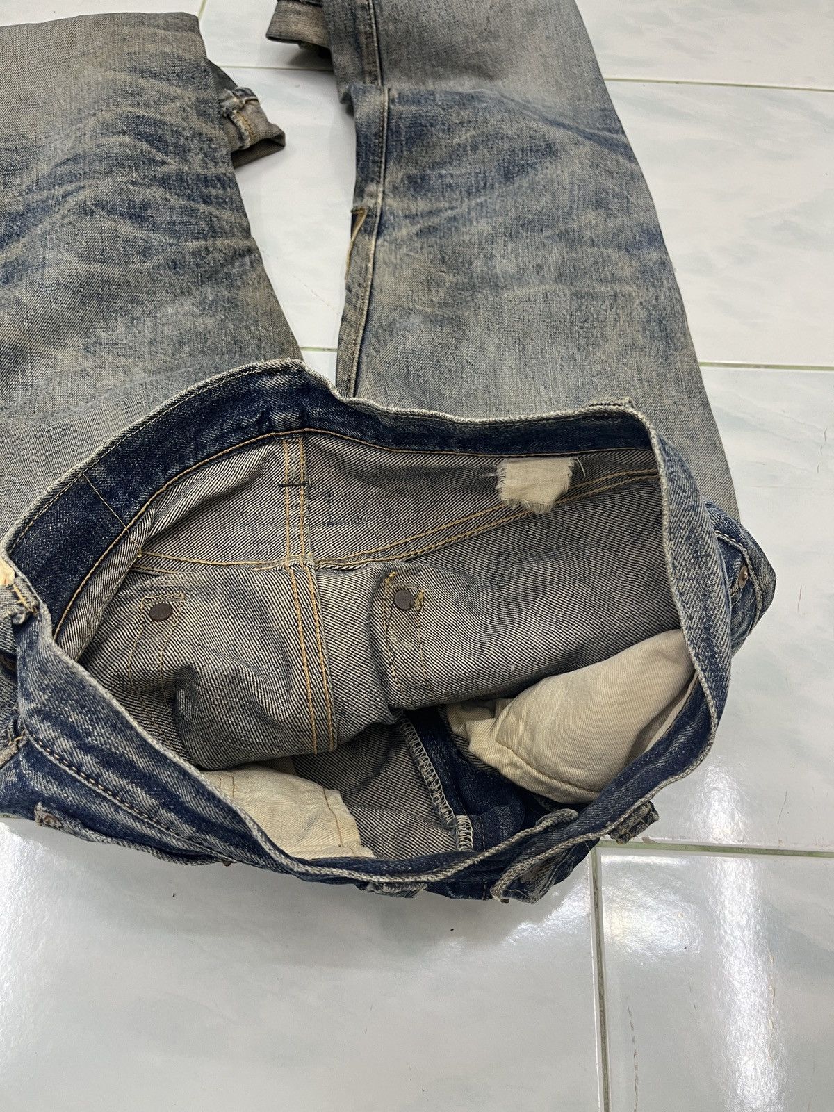 Sugar Cane 🔥🔥🔥RARE VTG SUGAR CANE DISTRESSED SELVEDGE DENIM Size US 29 - 15 Thumbnail