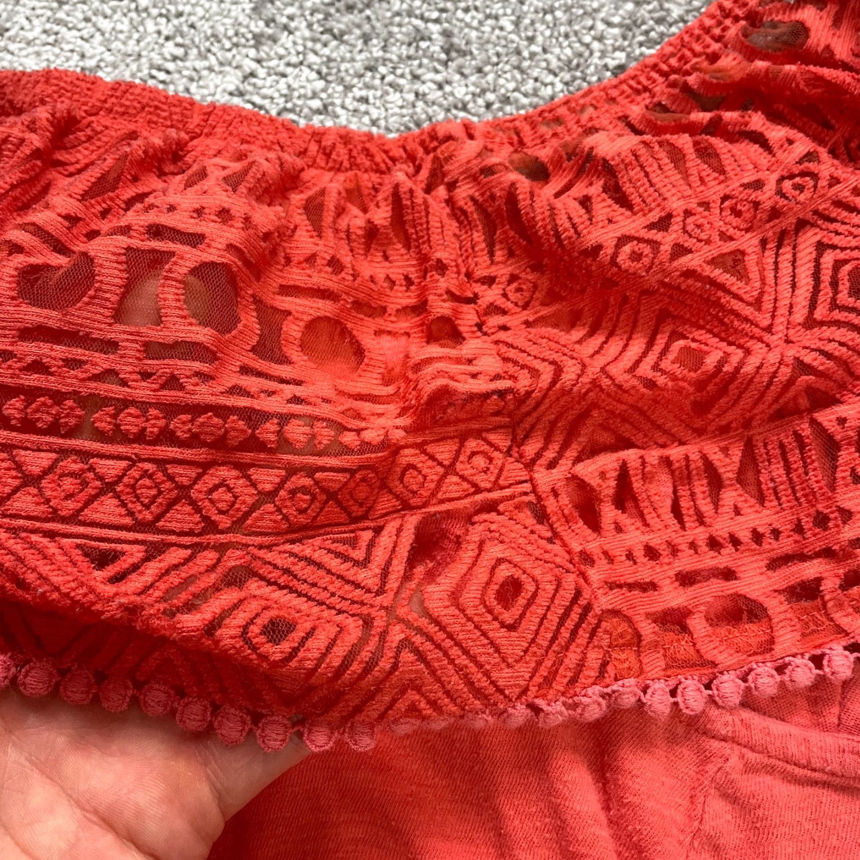 Vintage VINTAGE Lane Bryant Women's Blouse 18 Plus Off Shoulder Crocheted Cotton Casual Top Summer Womens Size XXL / US 16-18 / IT 52-54 - 5 Thumbnail