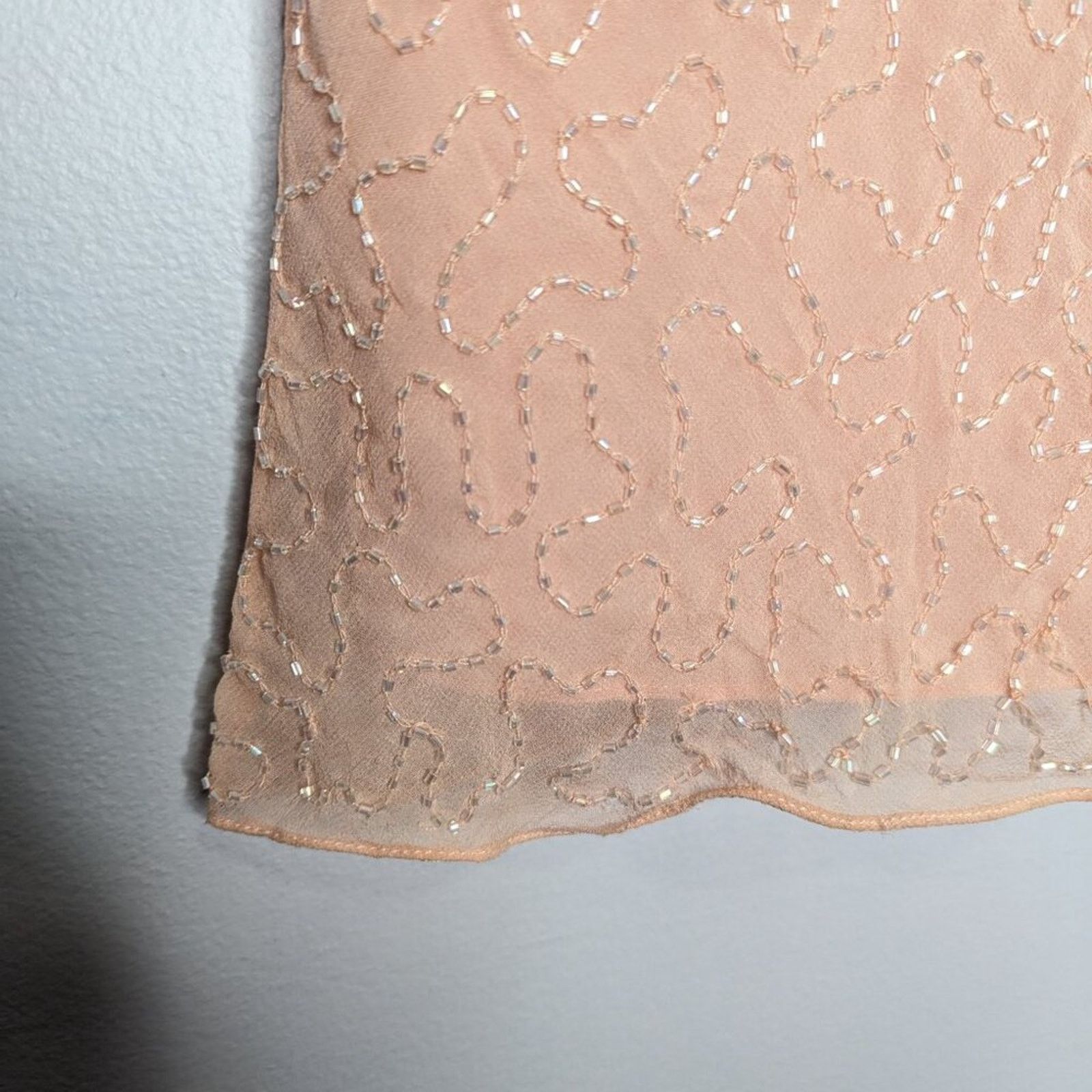 Adrianna Papell Adrianna Papell Pink Short Sleeve Beaded Sequin V-Neck Top Size XL / US 12-14 / IT 48-50 - 13 Thumbnail