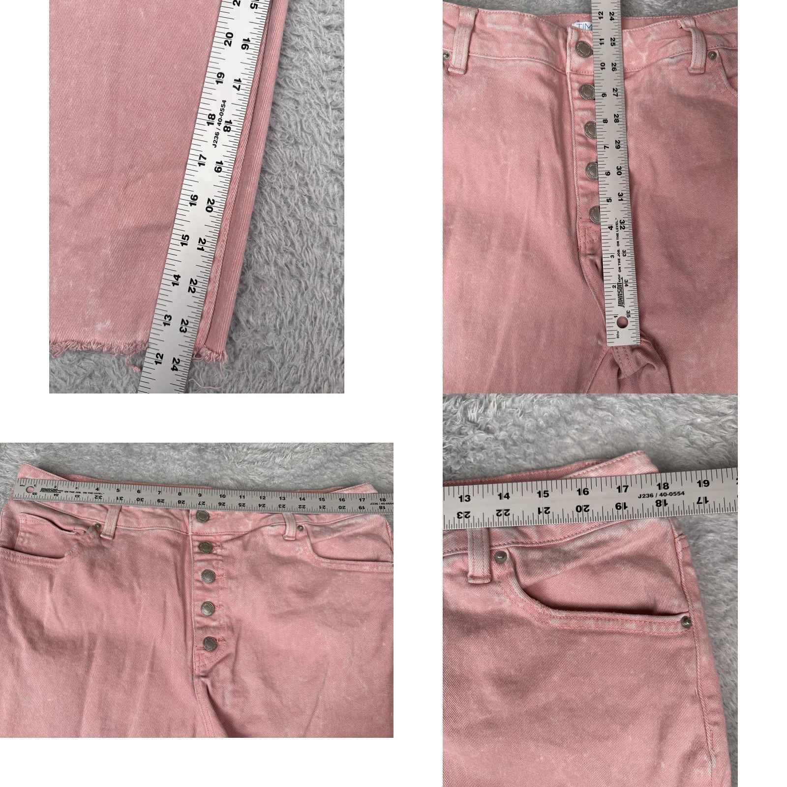 Vintage Time and Tru Jeans Women 18 Pink High Rise Button Fly Cropped Straight Denim Raw Hem Size 40" / US 18 - 8 Thumbnail