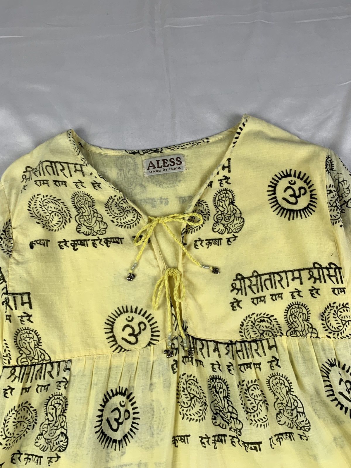 Japanese Brand 2000s ALESS Lemon Traditional Hindhi Milkmaid Dressy Top Size M / US 6-8 / IT 42-44 - 8 Thumbnail