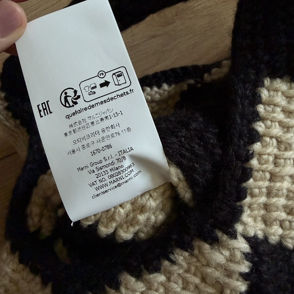 Marni White and black MARNI MARKET DIAMOND wool bag Size ONE SIZE - 5 Thumbnail