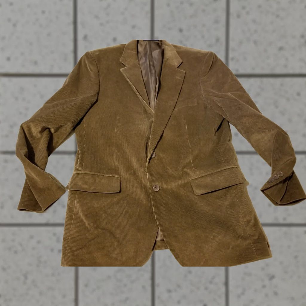 Vintage Alan Flusser Mens Corduroy Sports Jacket Blazer 42R Brown Cotton Size 42R - 1 Thumbnail