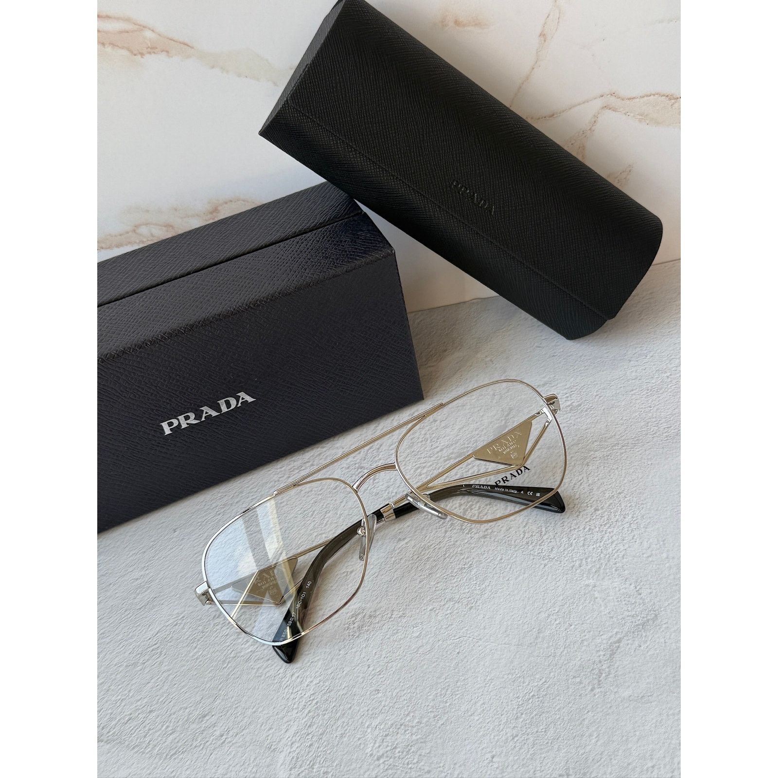 Prada NEW Prada PR B50V Silver Pilot Aviator Eyeglasses Frames Size ONE SIZE - 2 Thumbnail
