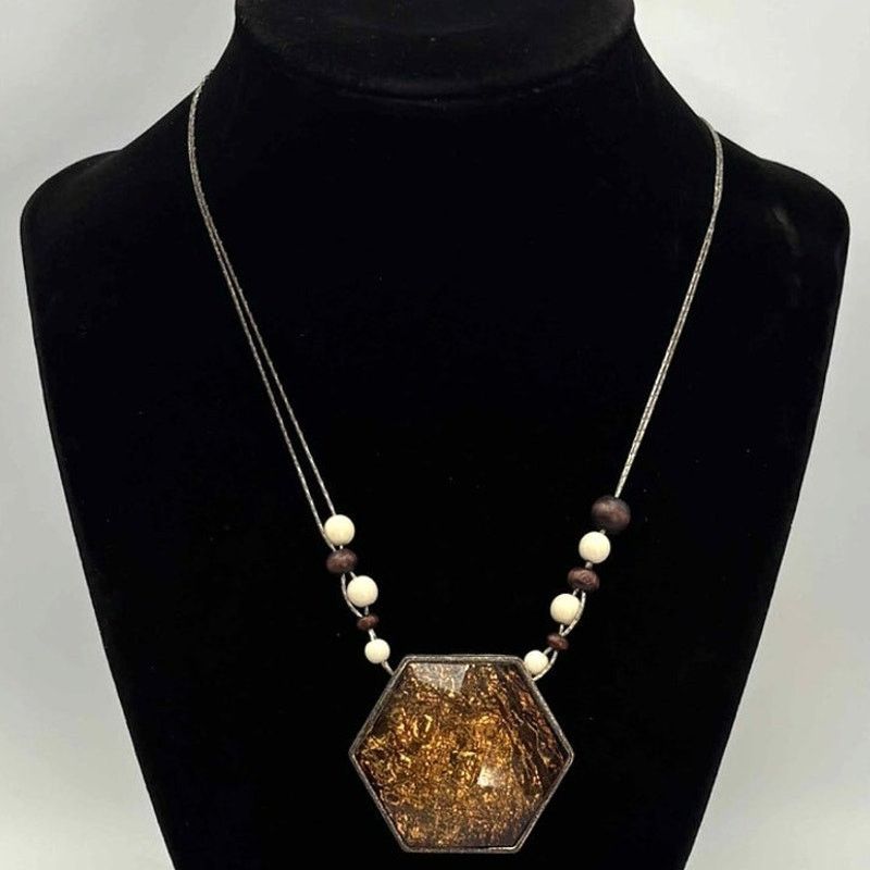 Other Brown Stone Hexagon Necklace Size ONE SIZE - 1 Thumbnail