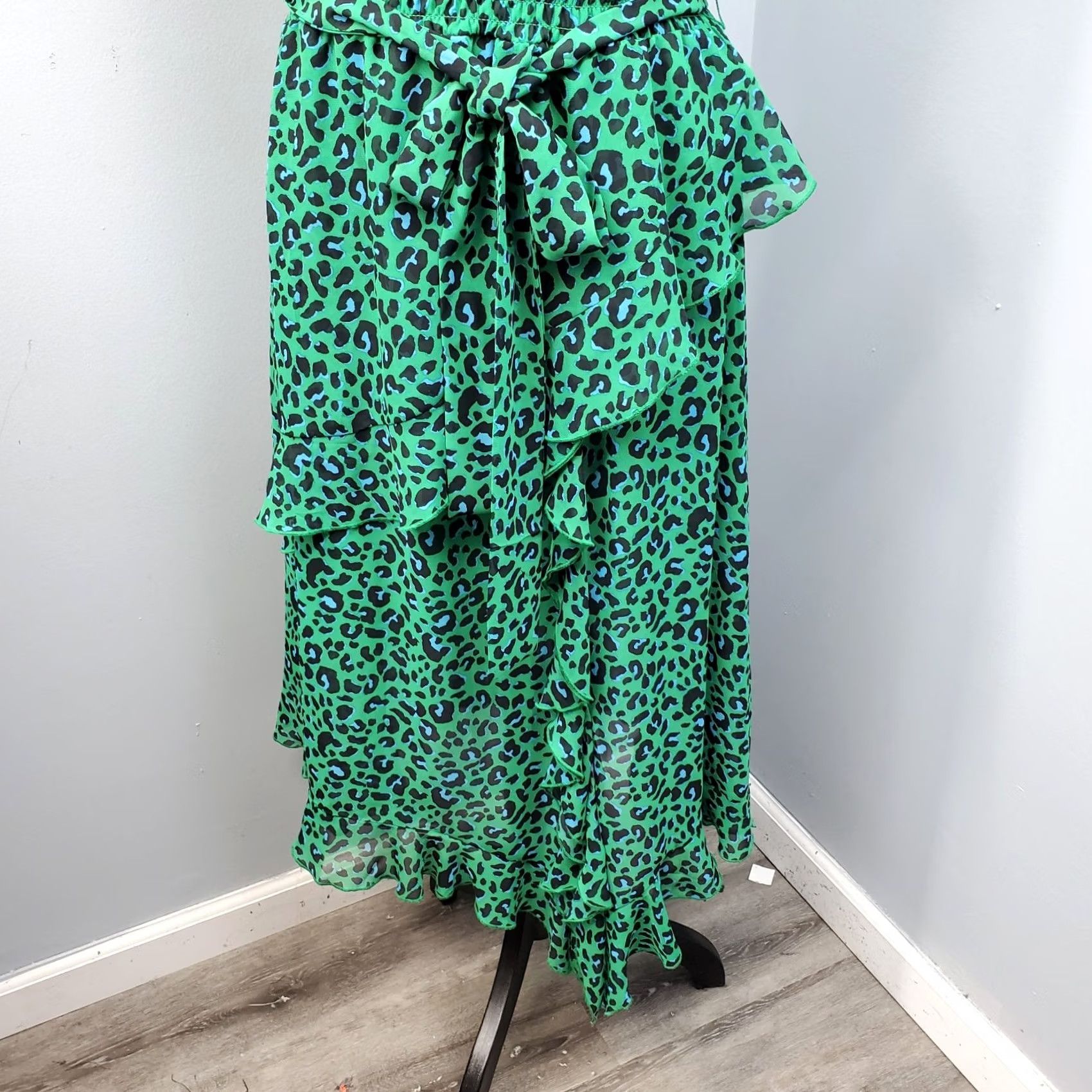 Vintage INC International Concepts Maxi Dress Women 12 Multi Leopard Print Tiered Ruffle Size XL / US 12-14 / IT 48-50 - 6 Thumbnail