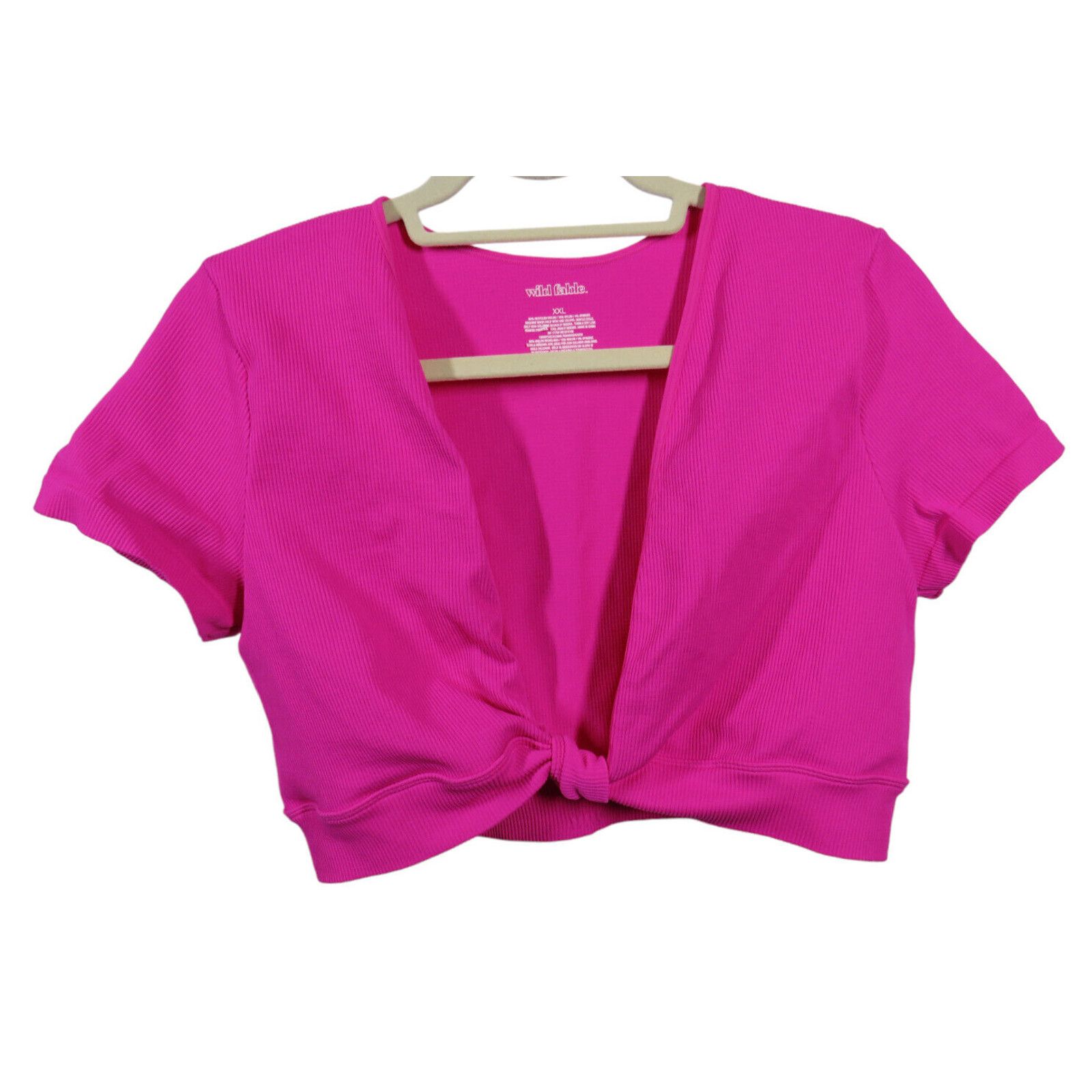Other Wild Fable Fuchsia Ribbed Deep V Neck Cropped Fitted Top XXL Size XXL / US 16-18 / IT 52-54 - 9 Thumbnail
