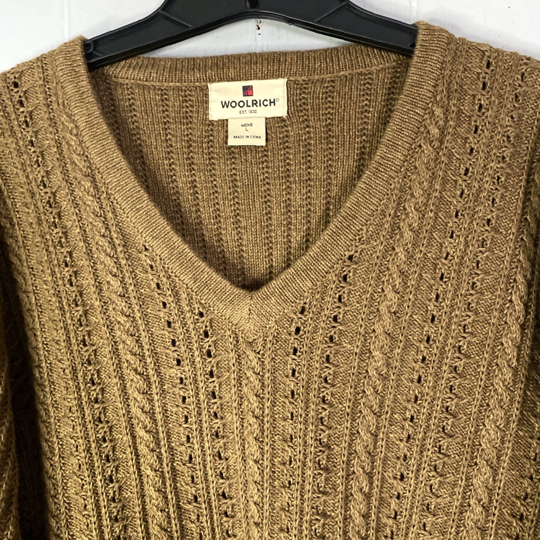Vintage VINTAGE Woolrich Nutmeg Mens Fisherman Cable-Knit Chunky Sweater L 25x29 Knit Pullover Crew Neck Long Sleeve Brown 90s Classic Preppy Mens Size US L / EU 52-54 / 3 - 4 Thumbnail