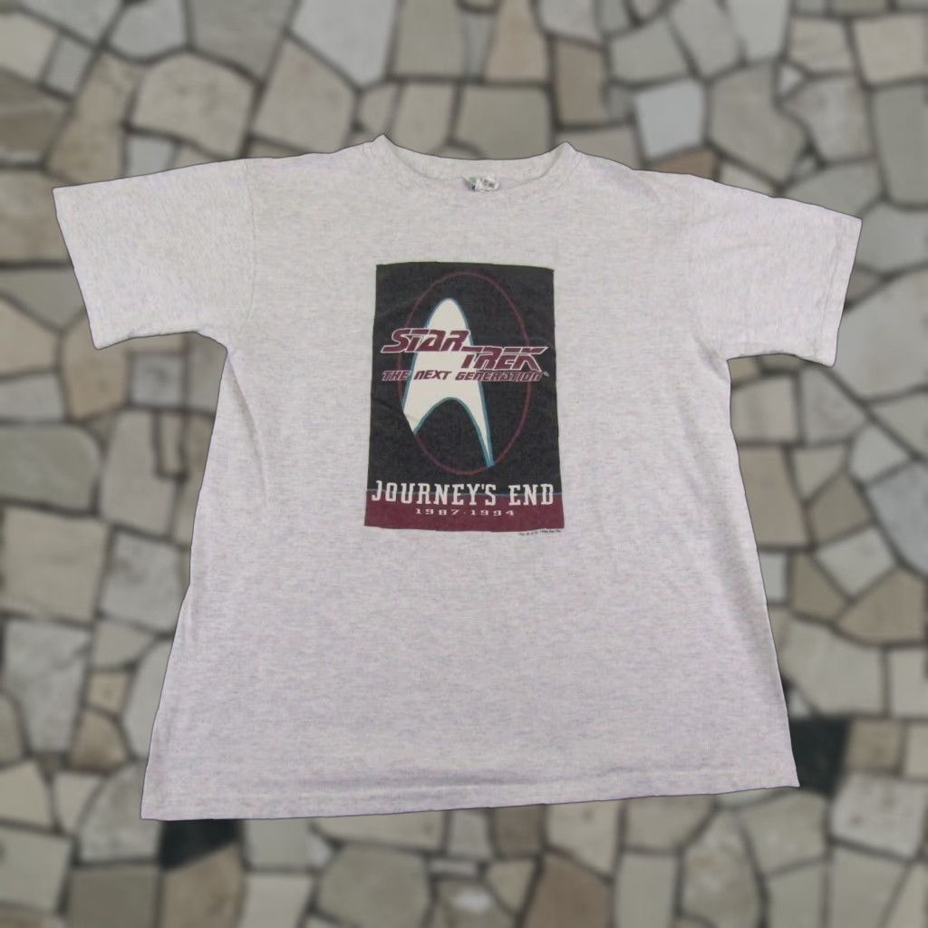 NEXT VINTAGE Star Trek Shirt Mens Medium White T-Shirt 90s Graphic Print Journeys End 1994 90s Star Trek Mens M Size US M / EU 48-50 / 2 - 1 Thumbnail