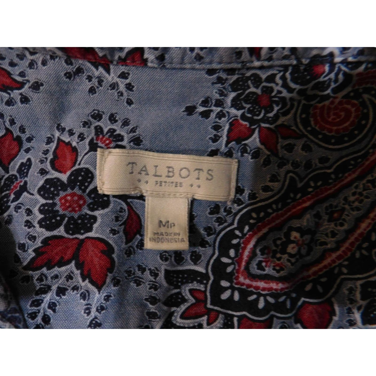 Talbots Talbots Blouse Shirt Womens Petite PM Sleeveless Button Front Multicolor Paisley Cotton Regular Pocket Size M / US 6-8 / IT 42-44 - 5 Thumbnail