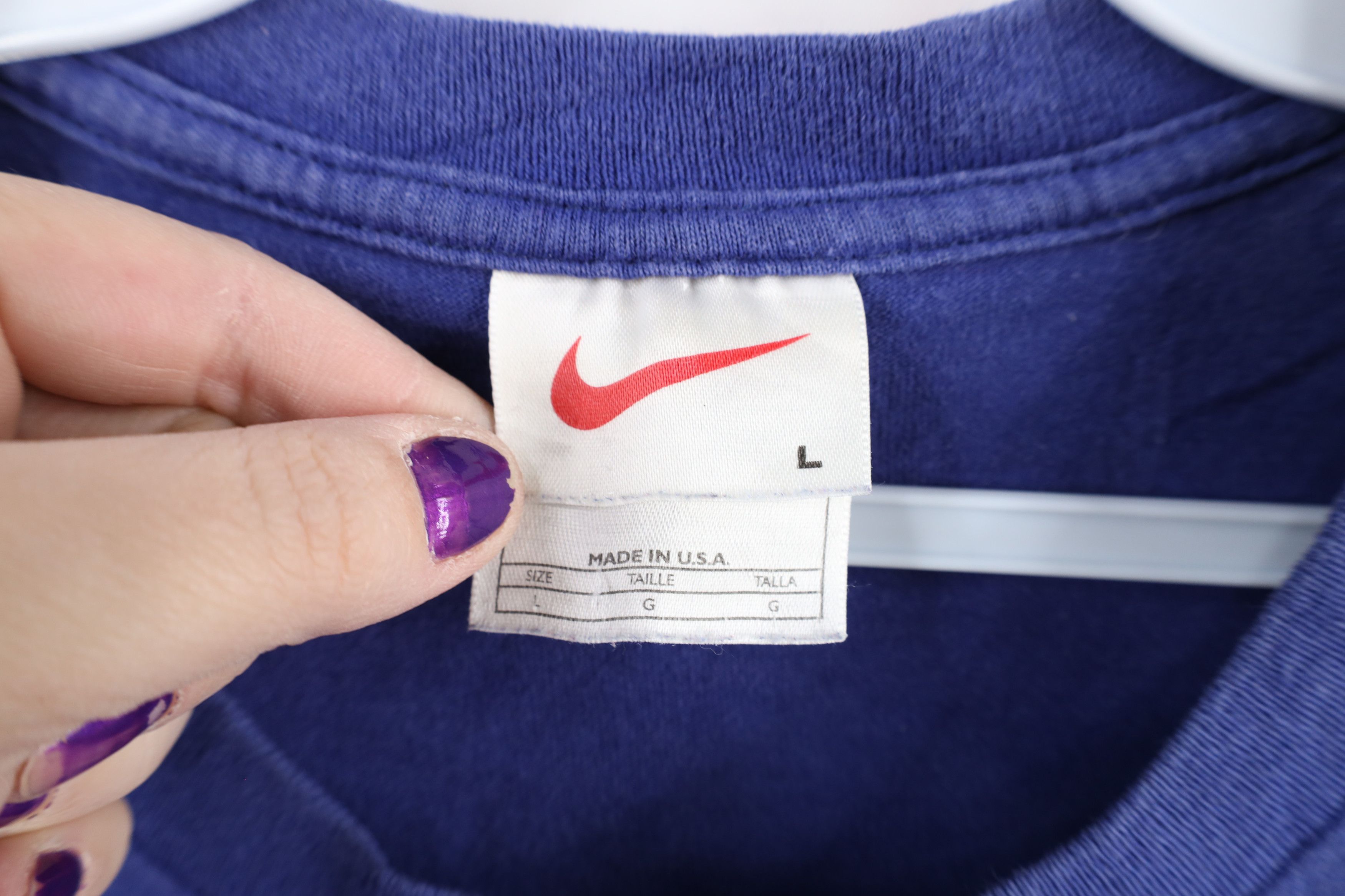 Nike Vintage 90s Nike Travis Scott Mini Swoosh T-Shirt Blue USA Size US L / EU 52-54 / 3 - 6 Thumbnail