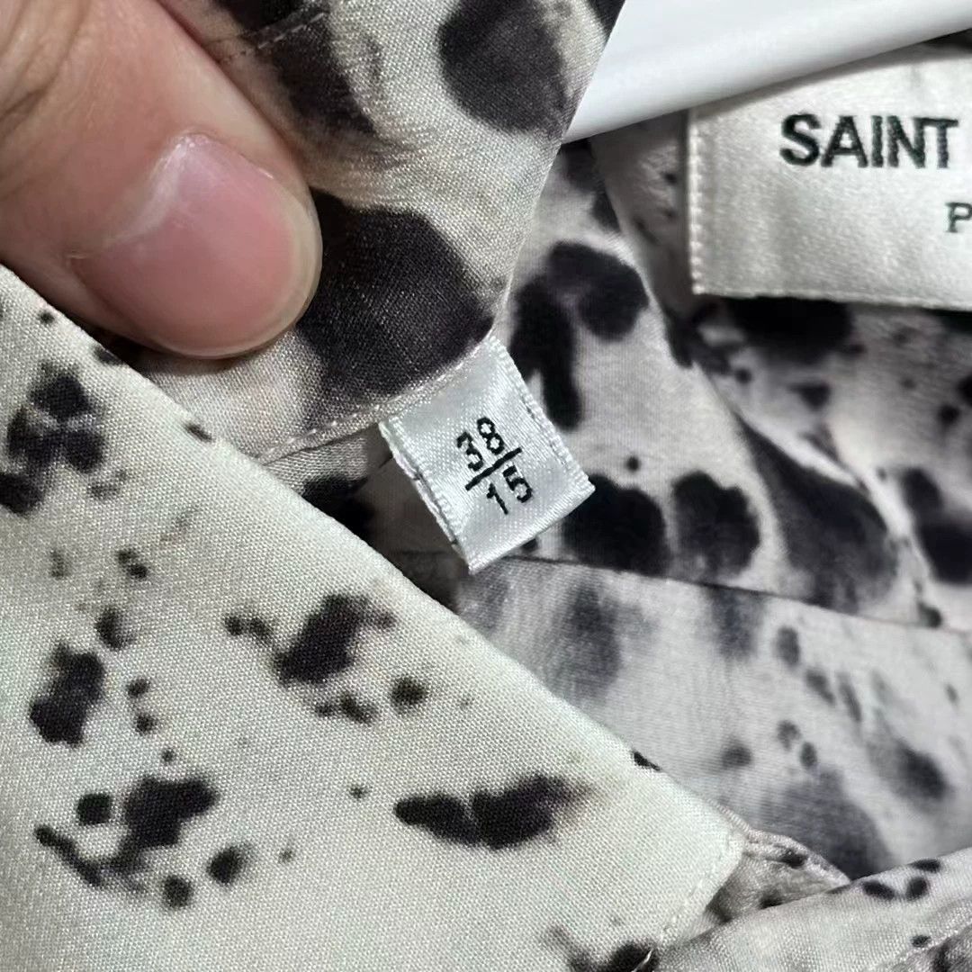 Saint Laurent Paris SAINT LAURENT ink splatter mulberry silk shirt Size US M / EU 48-50 / 2 - 4 Thumbnail