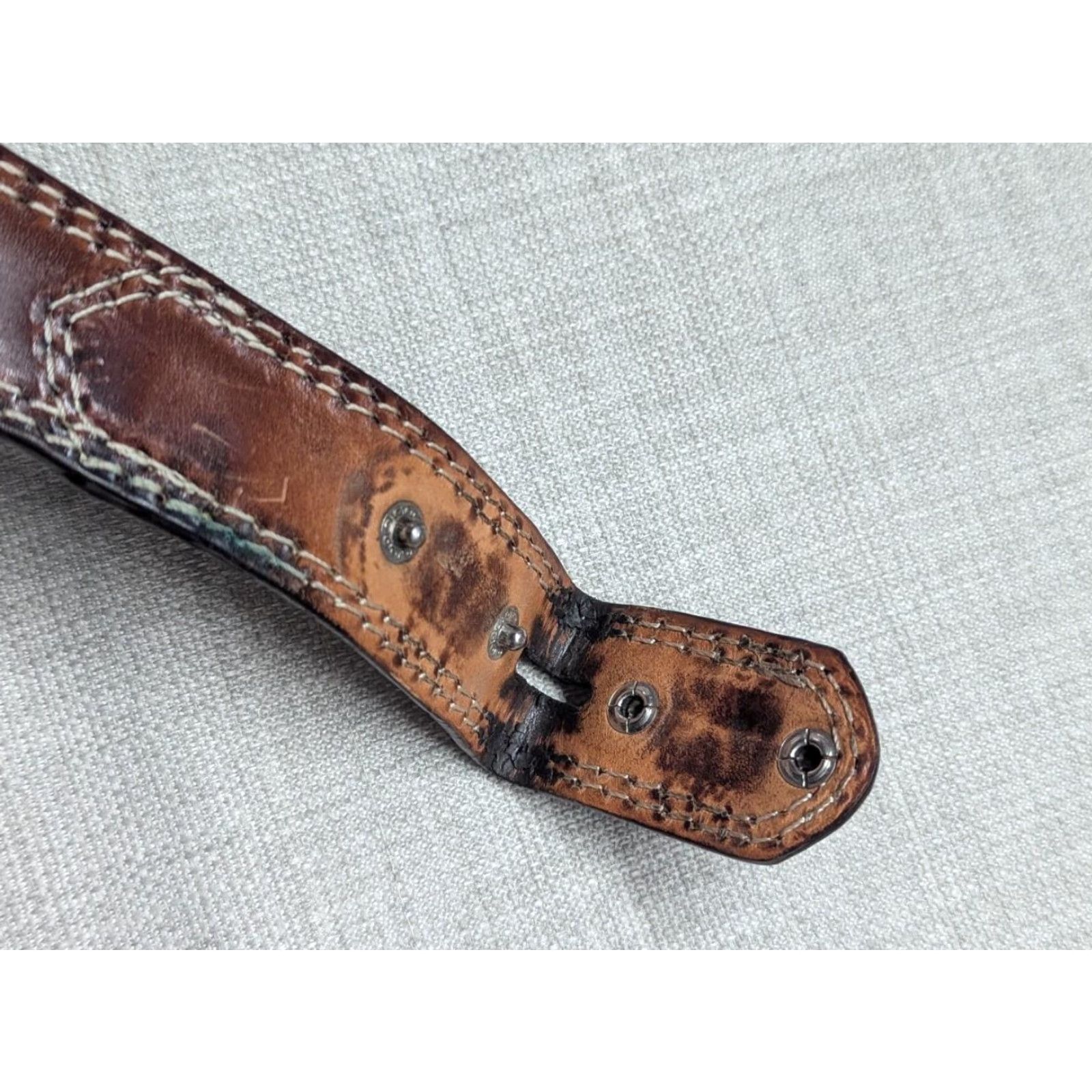 Tony Lama TONY LAMA Belt 34 Cowhide Leather Stitched Brown Western Belt Men Size 34 - 5 Thumbnail