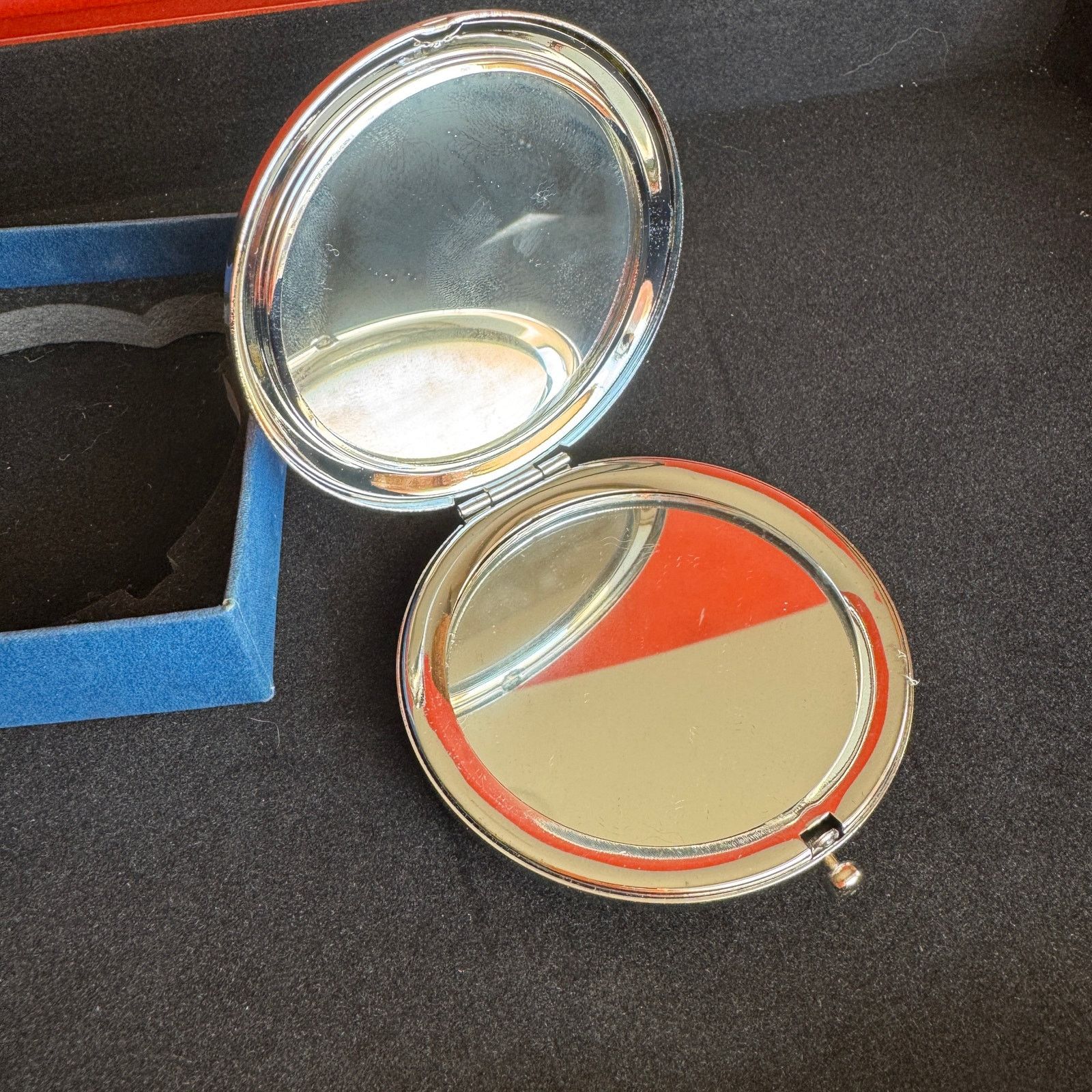 Vintage Vtg Russian Fedoskino Lacquer Painted Dbl Mirror Compact 3" Size ONE SIZE - 6 Thumbnail