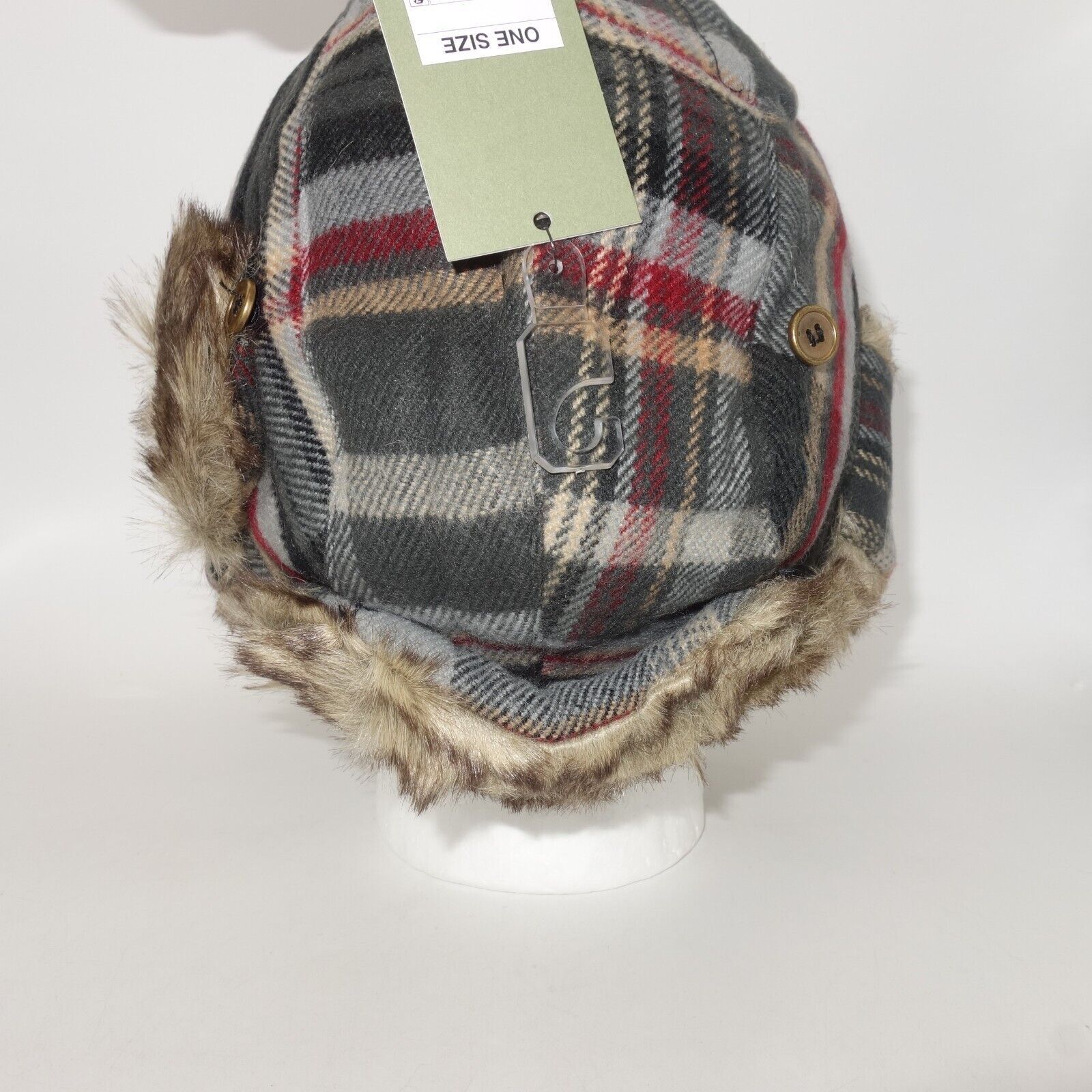 Other NEW Goodfellow & Co Men's Plaid Faux Fur Trapper Winter Hat Size ONE SIZE - 7 Thumbnail