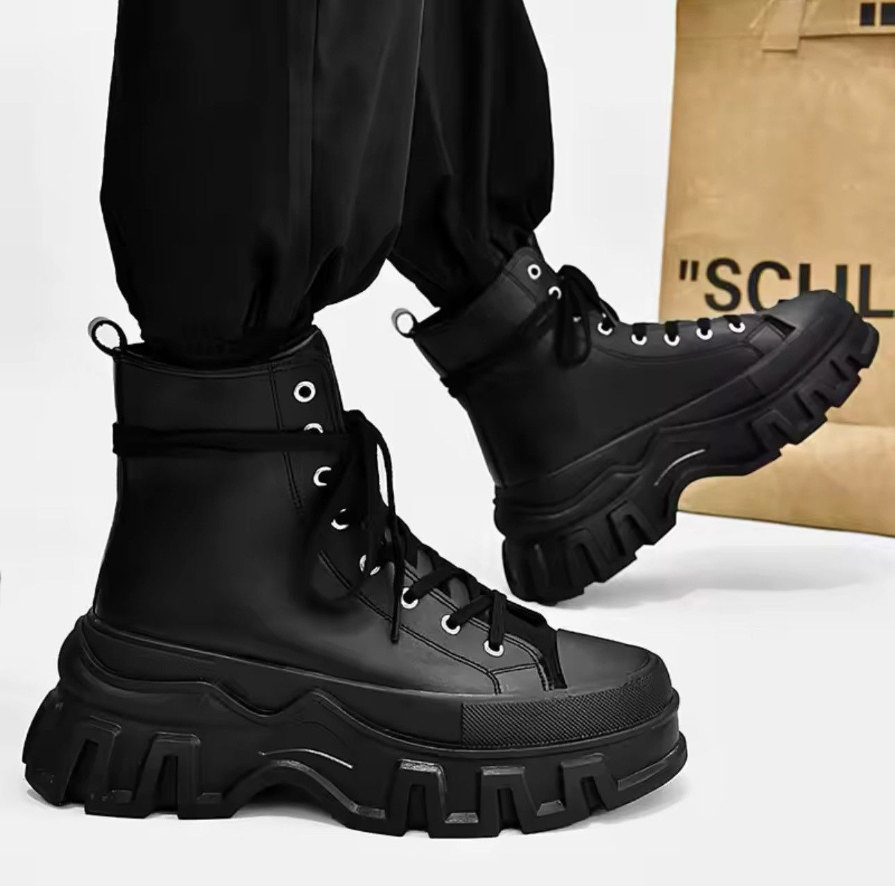 Other Gothic Punk Motorcycle PU Leather Sneakers Boots Size US 9 / EU 42 - 1 Thumbnail