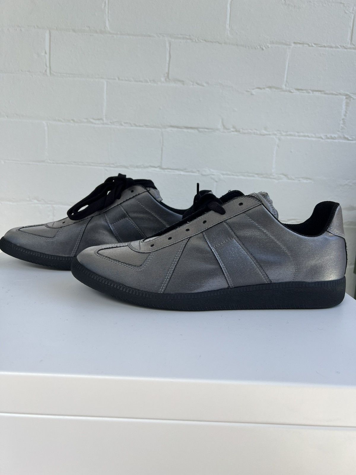 Maison Margiela Margiela gunmetal fabric trainer Size US 12 / EU 45 - 1 Thumbnail