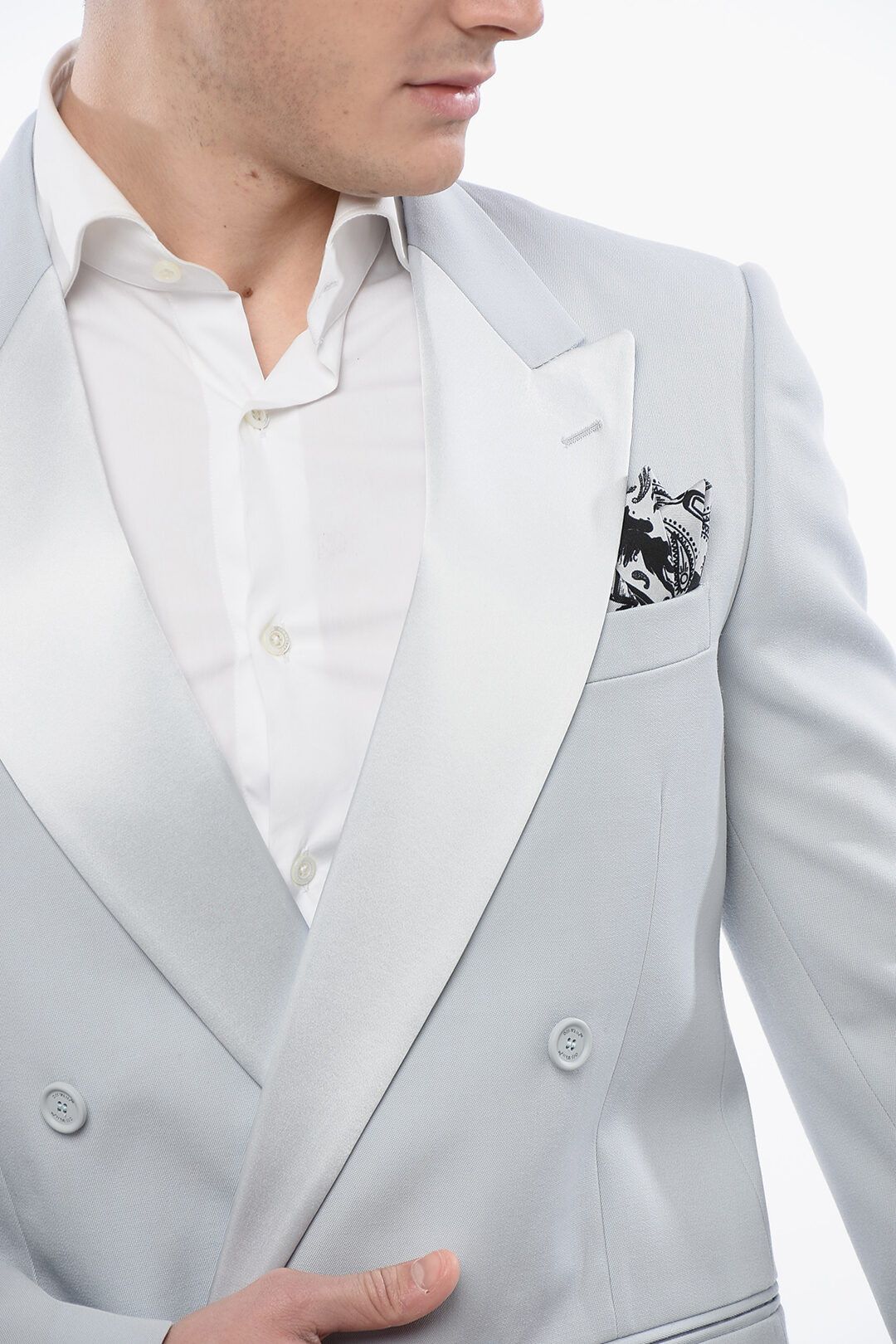 Off-White og1mm1025 Double-breasted Tattoo Blazer in Light Blue Size US M / EU 48-50 / 2 - 3 Thumbnail