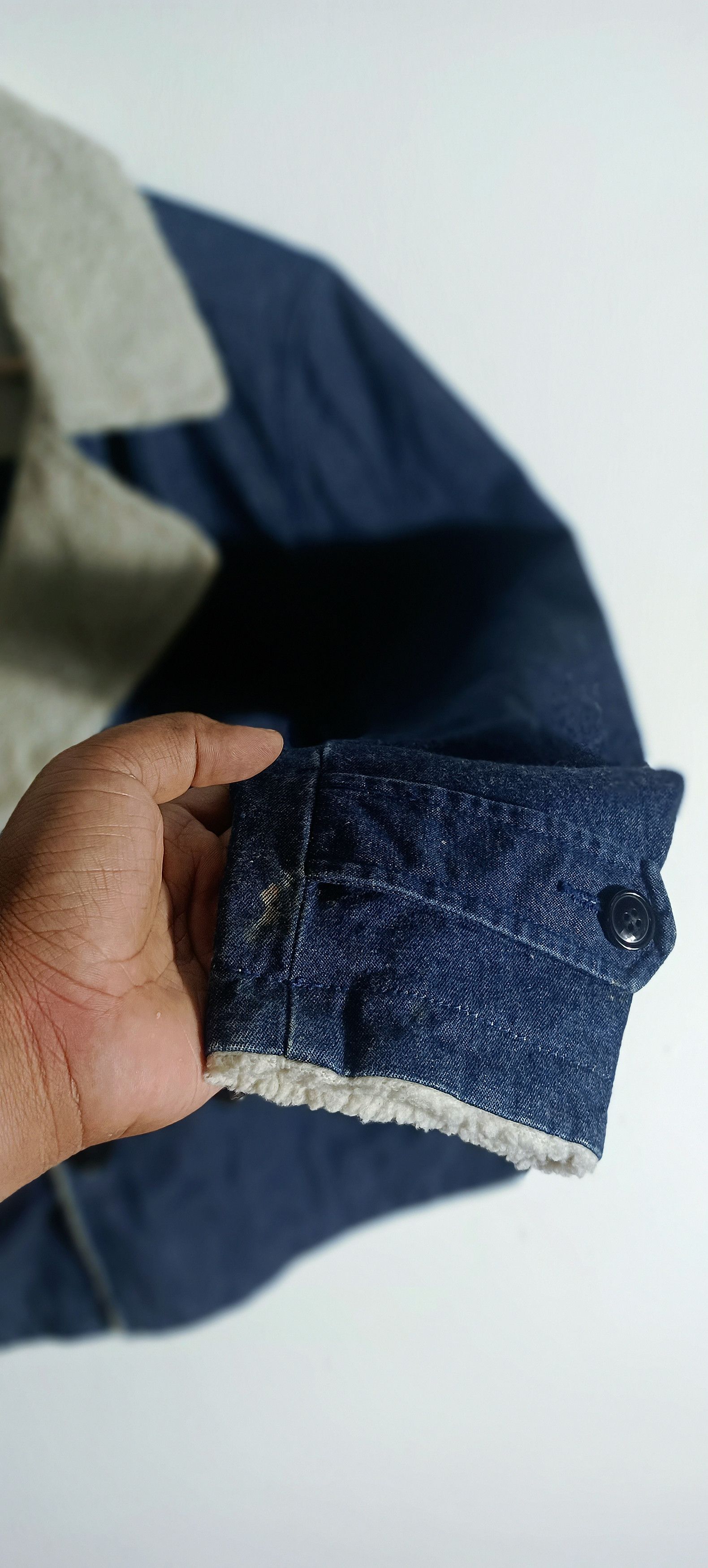Japanese Brand Vintage🇯🇵 Browny Denim Sherpa Double Breasted Jacket Size US M / EU 48-50 / 2 - 6 Thumbnail