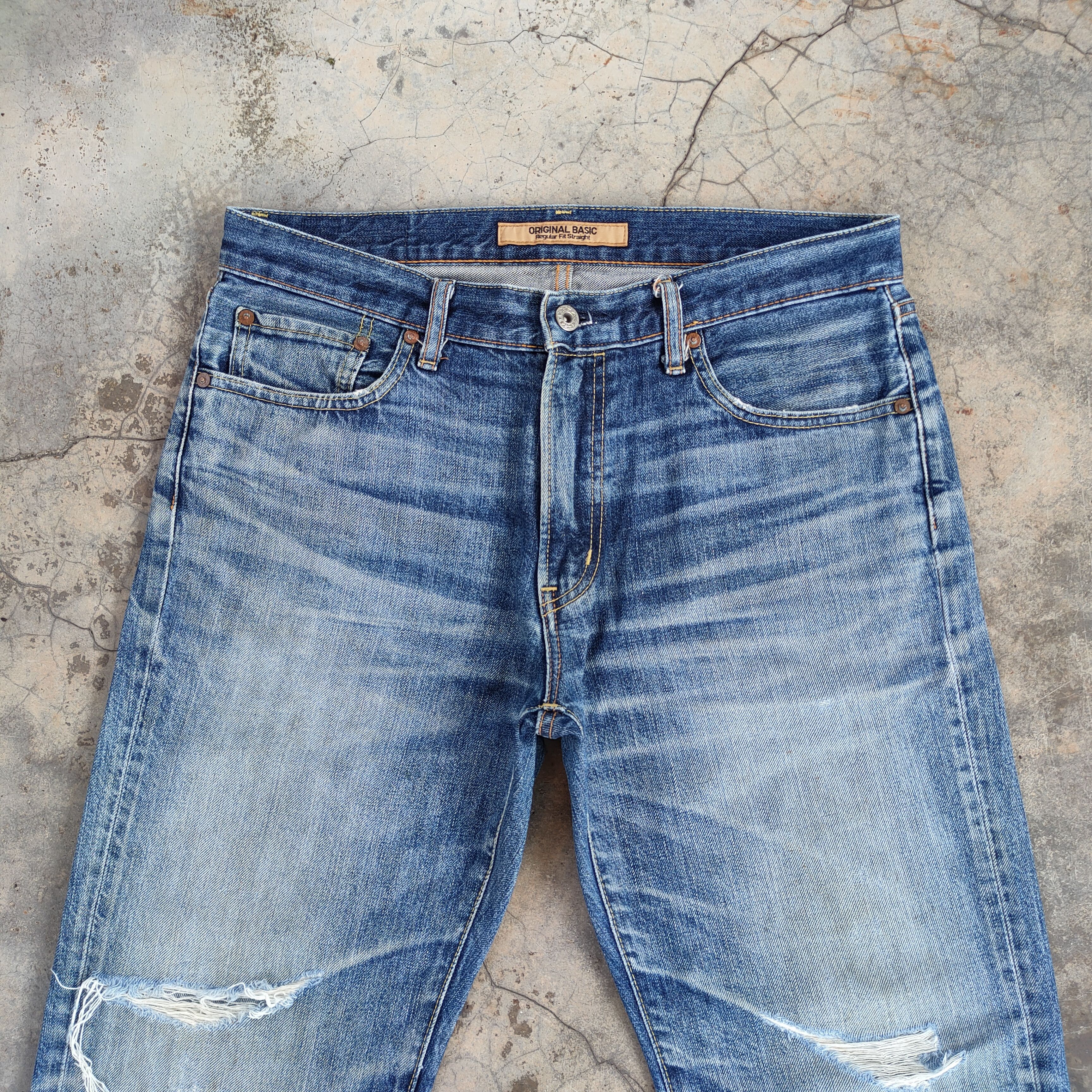 Japanese Brand Vintage japanese faded ripped jeans denim pants Size US 33 - 3 Thumbnail