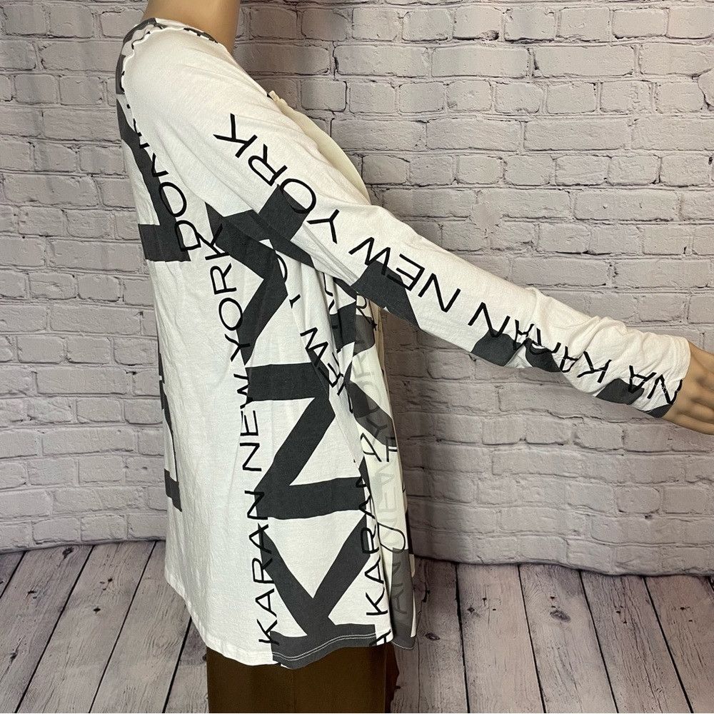 Donna Karan DKNY Logo Long Sleeve Mix Media Front Chiffon Blouse Top Si Size M / US 6-8 / IT 42-44 - 2 Thumbnail