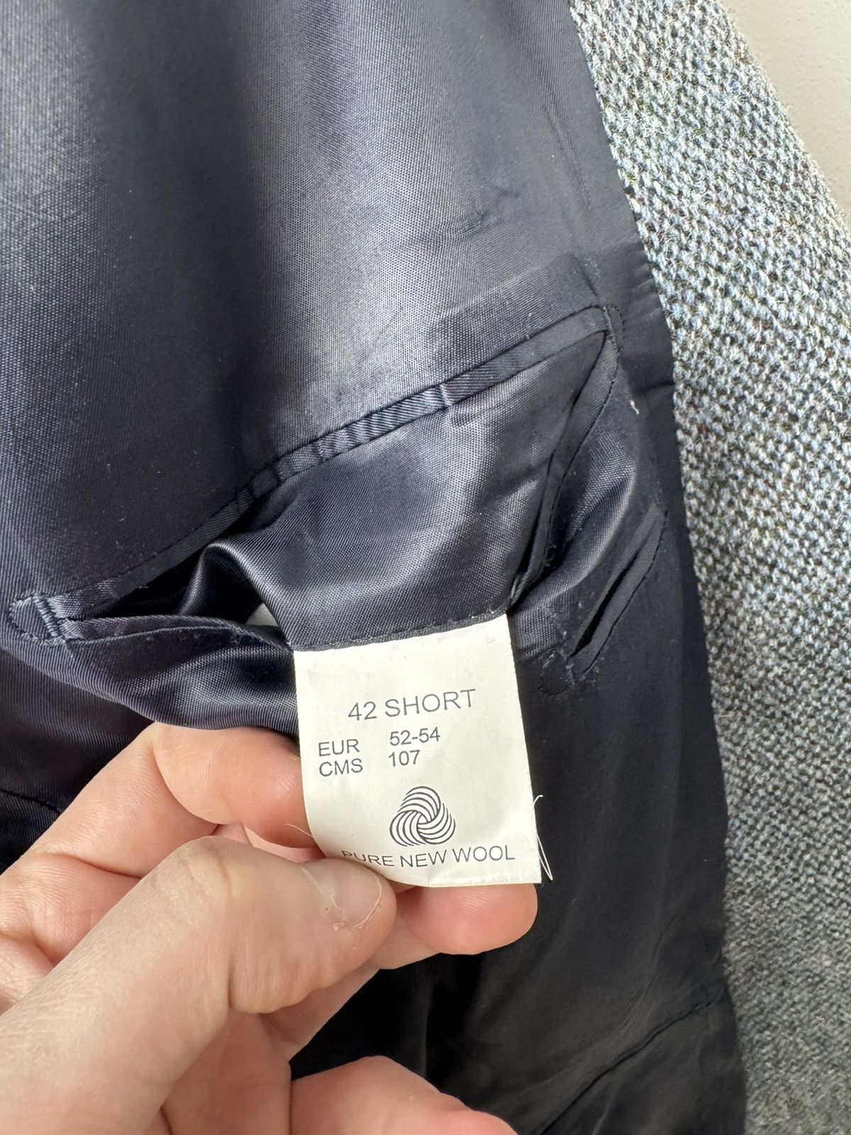 Harris Tweed × Vintage Men’s Vintage Harris Tweed Wool Blazer Short 42 / EUR 52-54 Size 54L - 5 Thumbnail