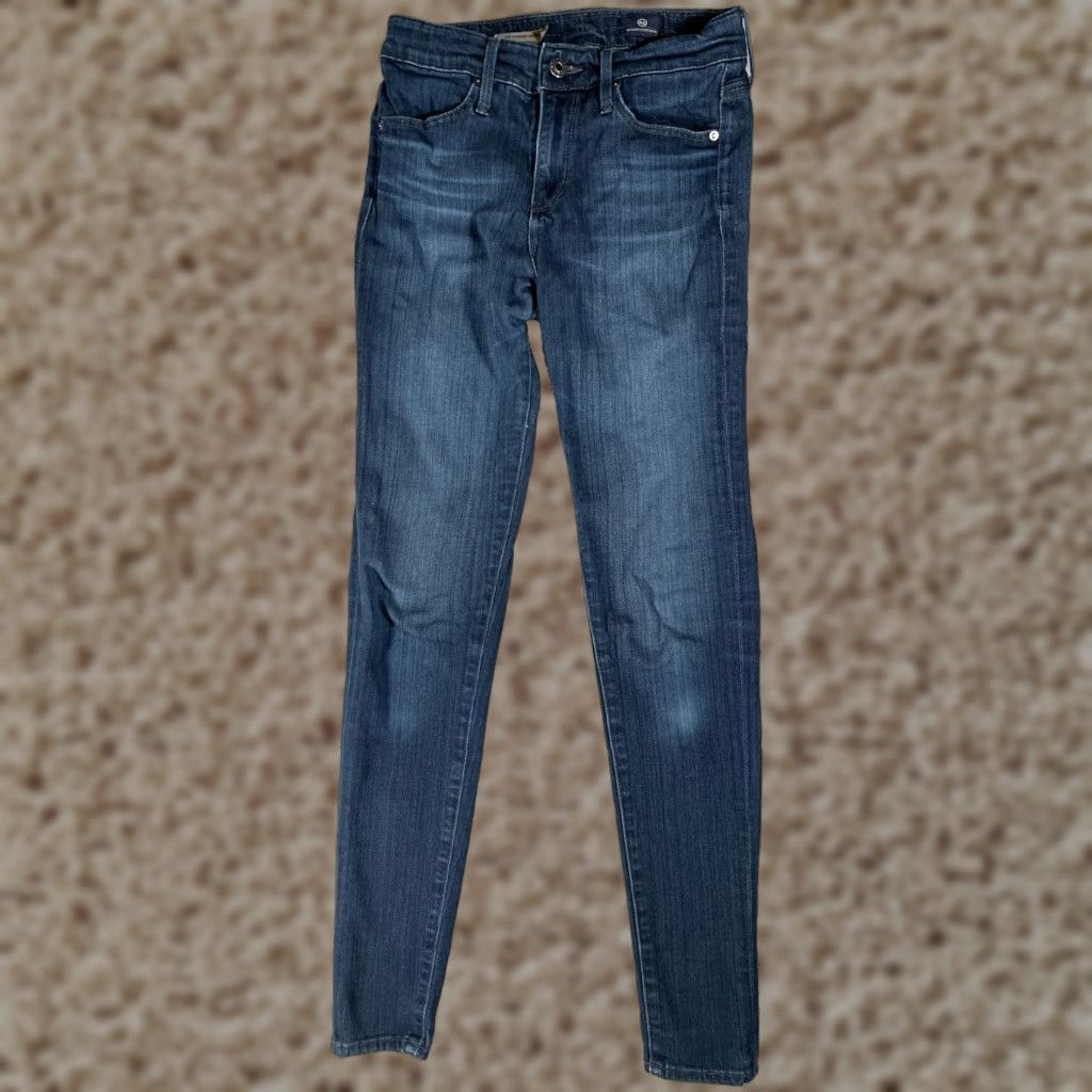 Denime Adriano Goldschmied Jeans Womens AG Farrah Skinny Denim Blue 25 Mid Rise Pockets Logo Embroidered 5-Pocket Size 42" / US 20 - 1 Thumbnail