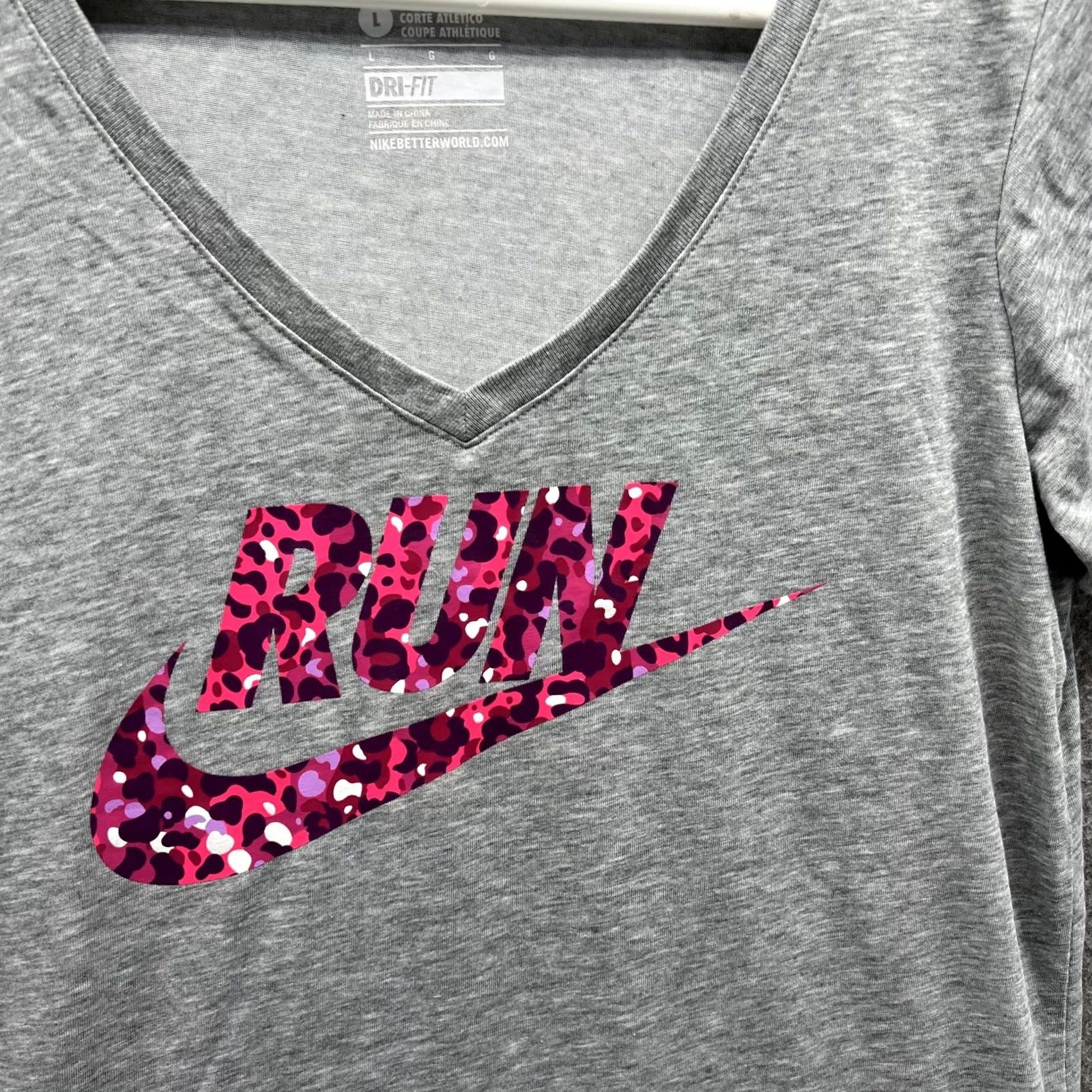 Nike Nike Shirt Women Large Gray Dri-Fit Swoosh Running T-Shirt Sportswear Casual Everyday Spring Summer Winter Size L / US 10 / IT 46 - 4 Thumbnail
