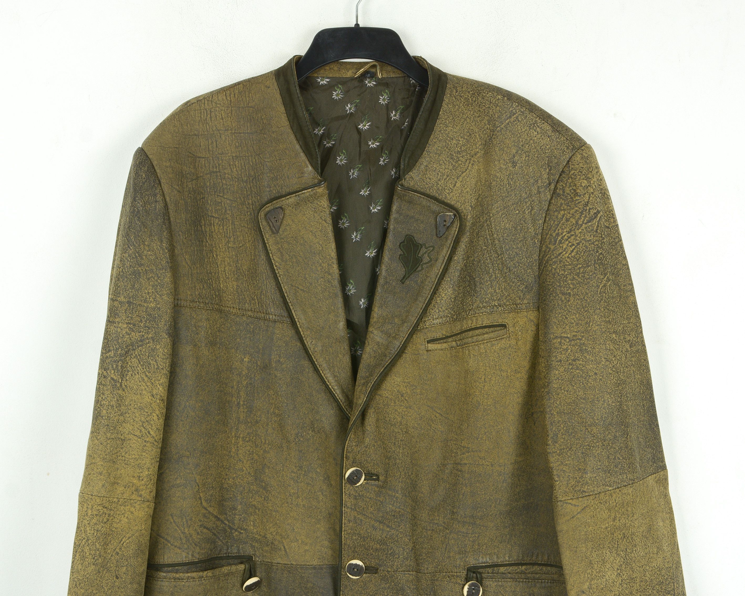 Leather Men Trachten Jacket EU 58 Suede Over Coat 3XL Blazer VTG Size 48R - 6 Thumbnail