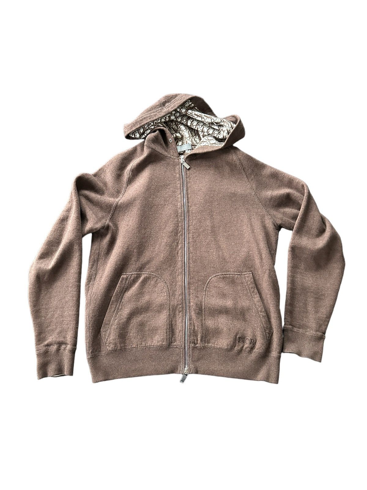 Dior Monogram Zip Hoodie Brown