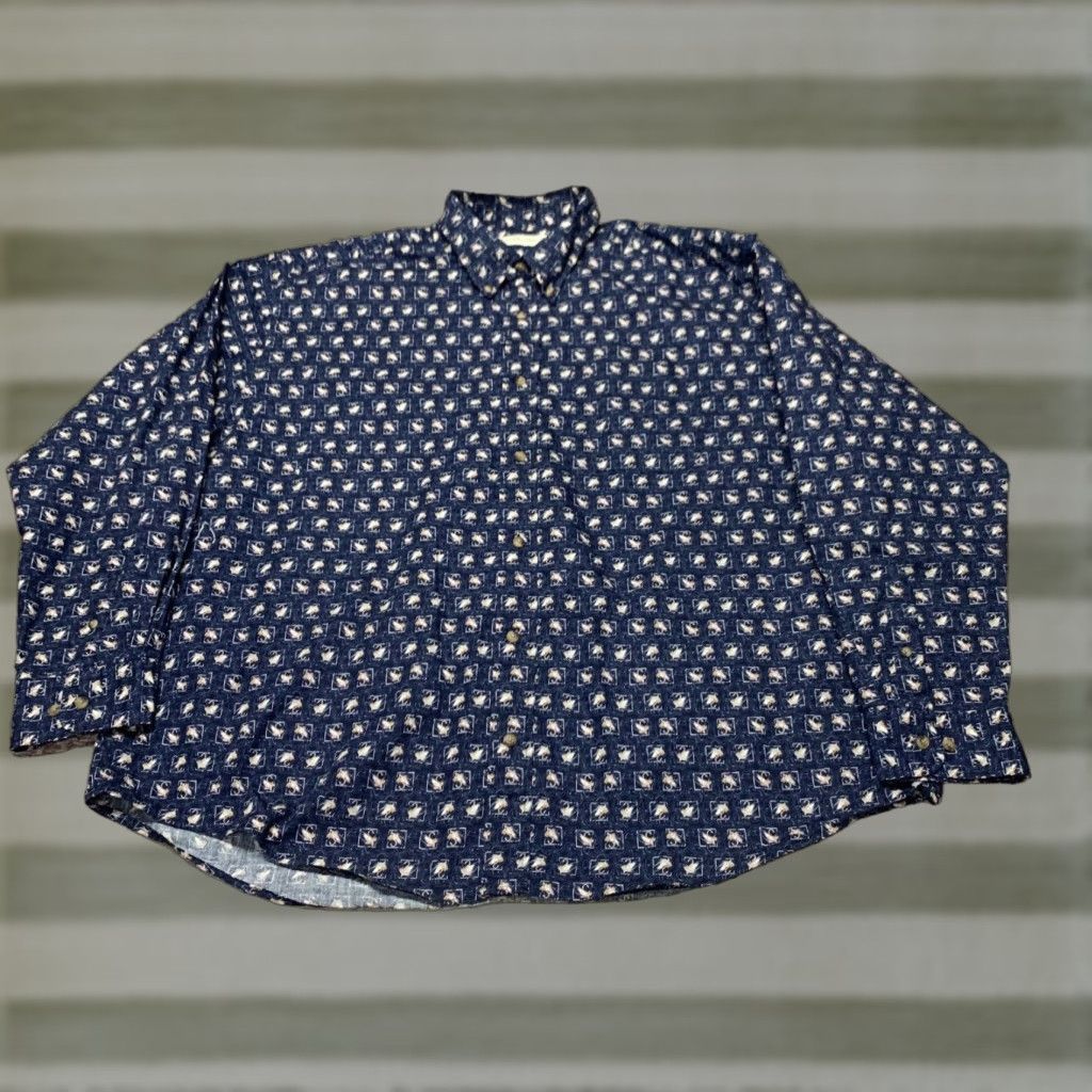 Vintage Munsingwear Button-Up Shirt 2XL Men’s Blue Long Sleeve Fly Fishing Button-Front Casual Shirt Size US XXL / EU 58 / 5 - 1 Thumbnail