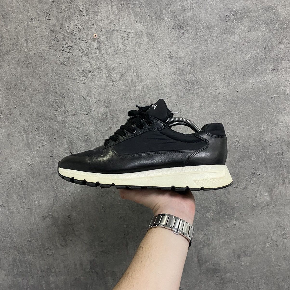 Prada Prada Milano Black Leather Shoes Trainers Prax 01 Size US 7.5 / EU 40-41 - 5 Thumbnail