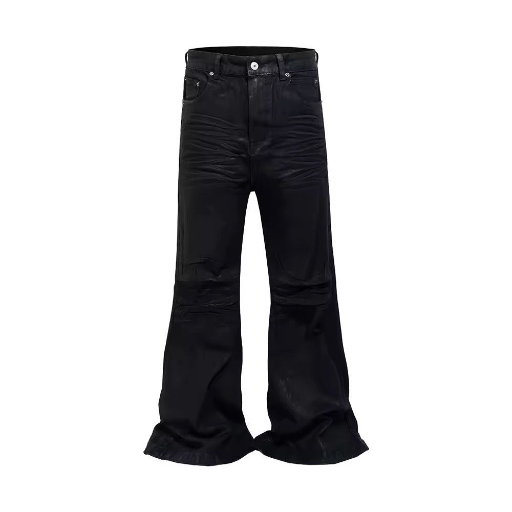 Other Black Stacked Flared Waxed Jeans Size US 33 - 3 Thumbnail