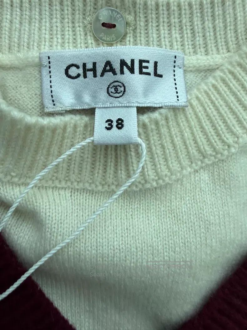 Chanel Chanel Burgundy white fake two-piece cashmere knitwear Size XS / US 0-2 / IT 36-38 - 4 Thumbnail