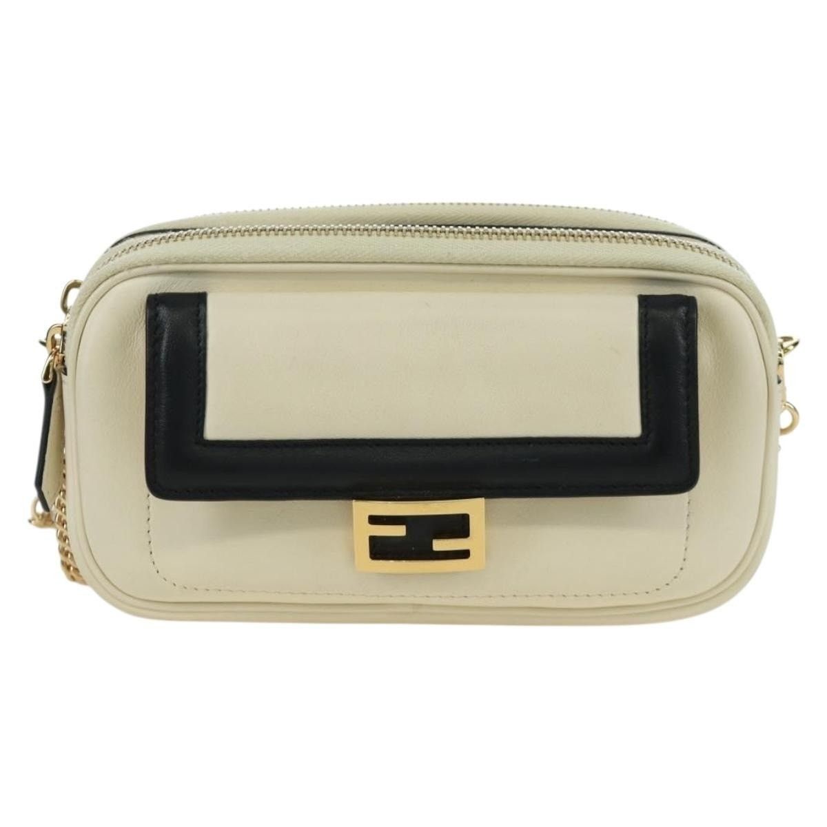 Fendi Fendi Leather Easy Baguette Chain Shoulder Bag Ivory Size ONE SIZE - 1 Thumbnail