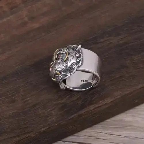 Jewelry × Sterling Silver Dragon Ring Adjustable 925 Sterling Silver Size ONE SIZE - 3 Thumbnail