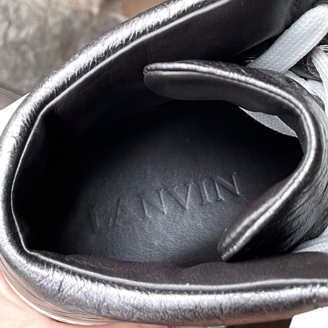 Lanvin Lanvin Gunmetal Metallic Leather High-top Sneakers Size US 8 / EU 41 - 10 Thumbnail