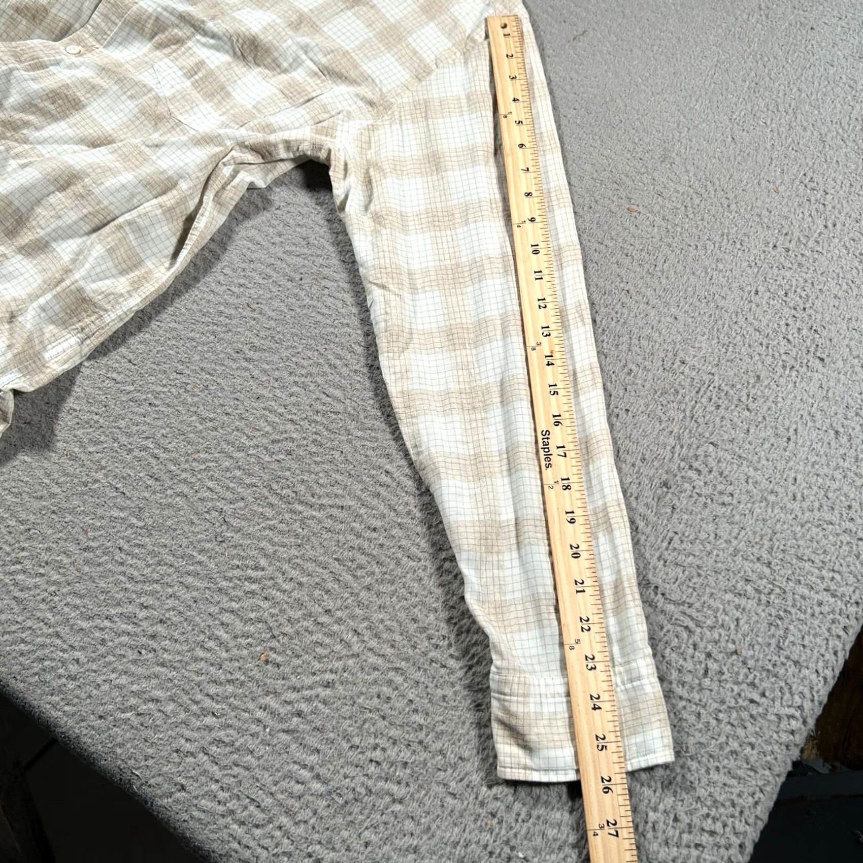 Billy Reid Billy Reid Shirt Mens XL Beige White Plaid Standard Fit Button Up Casual Wear Shirt Mens XL Beige White Plaid Size US XL / EU 56 / 4 - 4 Thumbnail