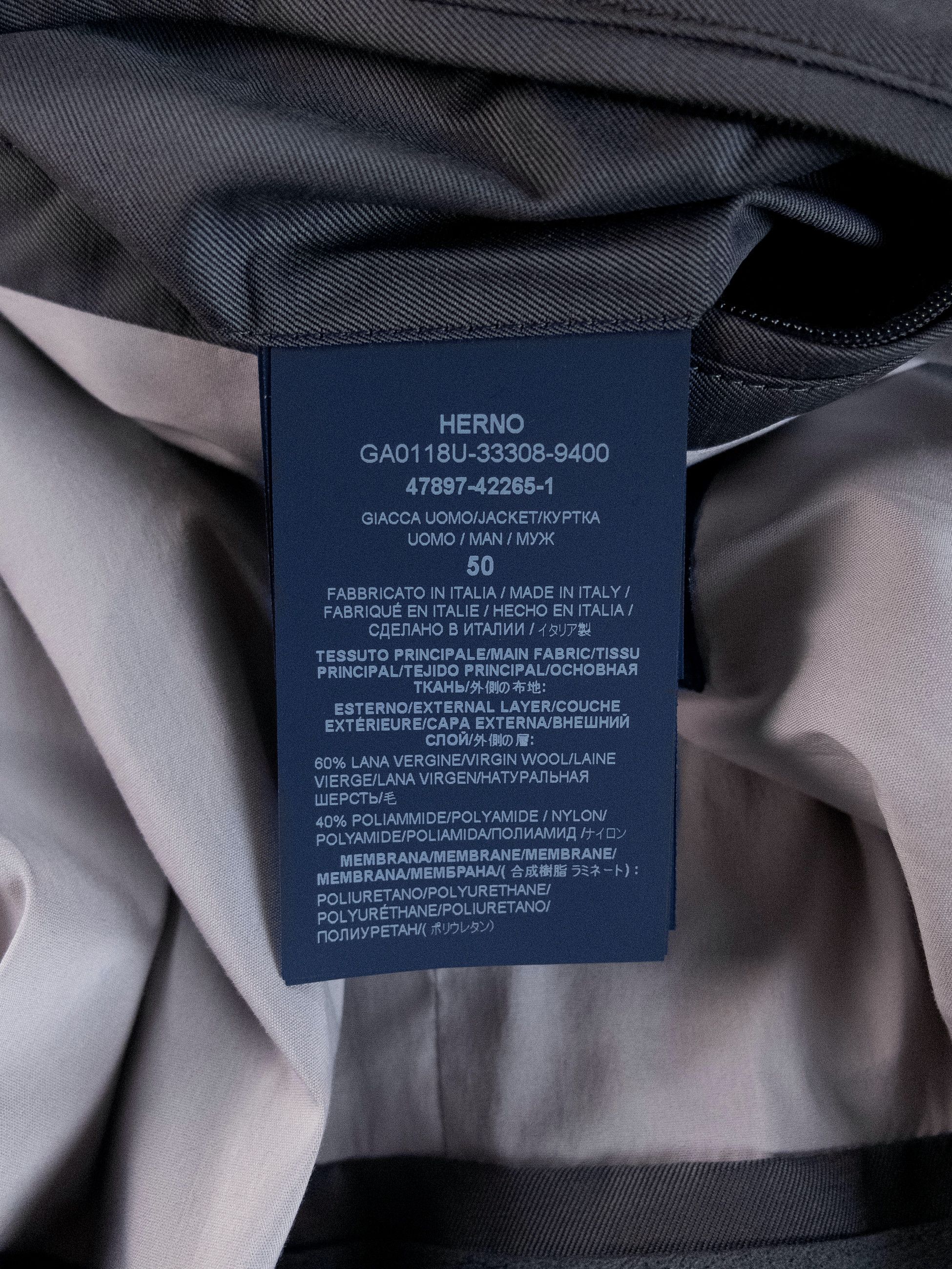 Herno HERNO gray Storm System wool blend jacket Large q Size US L / EU 52-54 / 3 - 9 Thumbnail