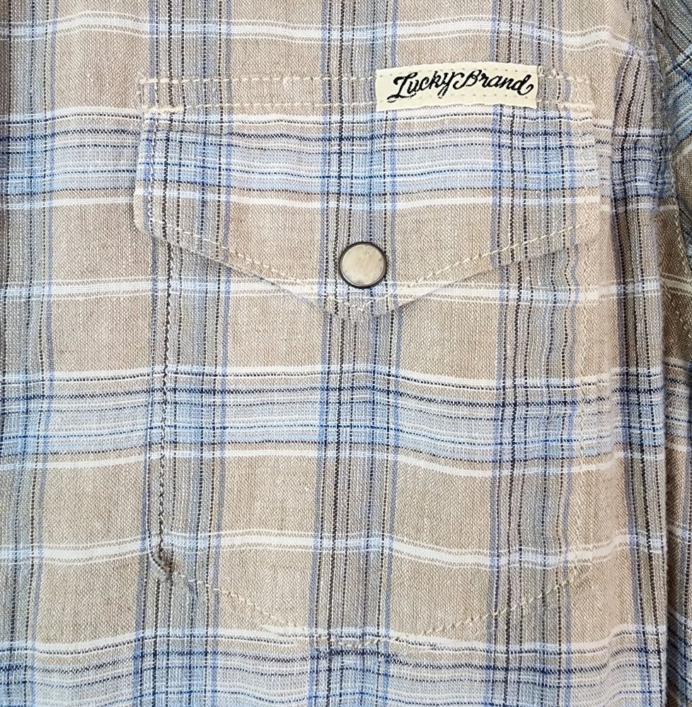 Lucky Brand LUCKY BRAND Tan Blue Plaid Shirt Western Yoke Pearl Size US S / EU 44-46 / 1 - 8 Thumbnail
